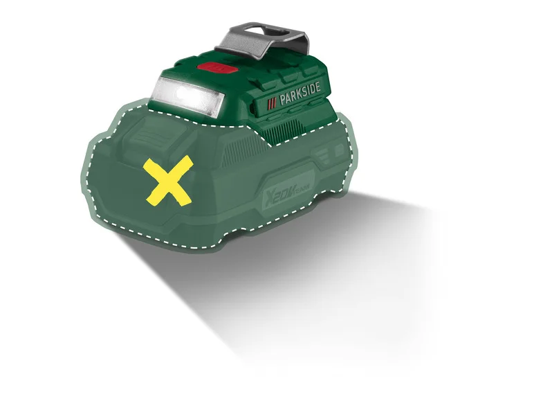 PARKSIDE Adaptateur de batterie USB avec éclairage LED PAA 20 Li-B3. 20 V