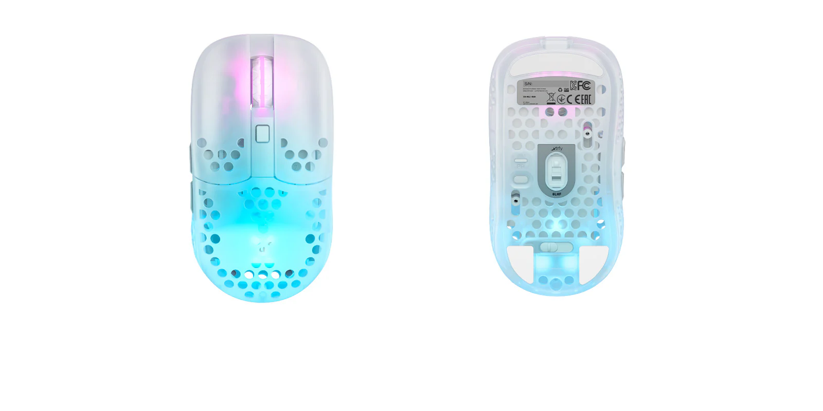 Xtrfy MZ1 Kabellose RGB-Rail-Gaming-Maus. Weiß Transparent