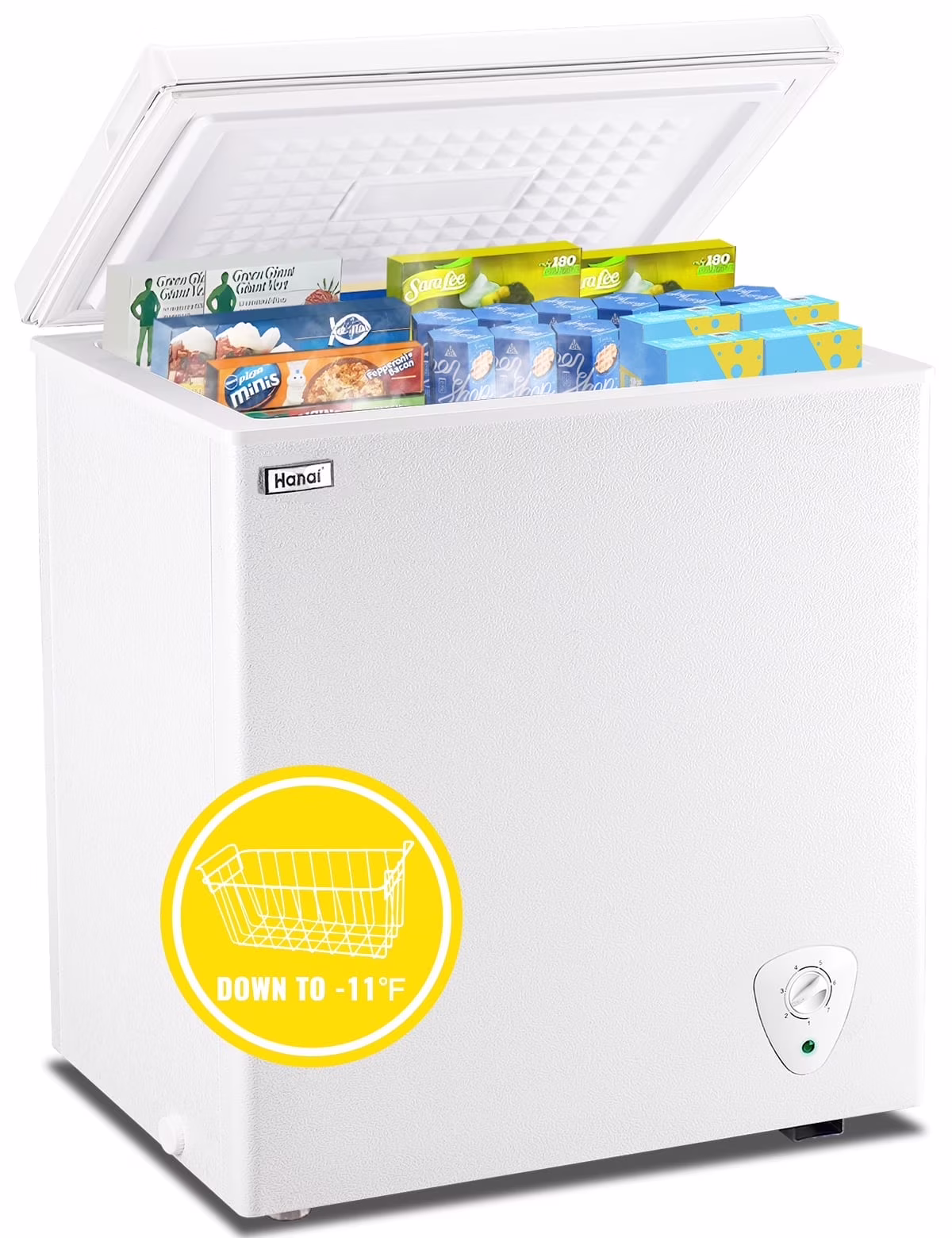 WANAI 3.5 Cu.ft Chest Freezer Small Deep Freeze with 7 Gears Temp Control Office Dorm Kitchen White