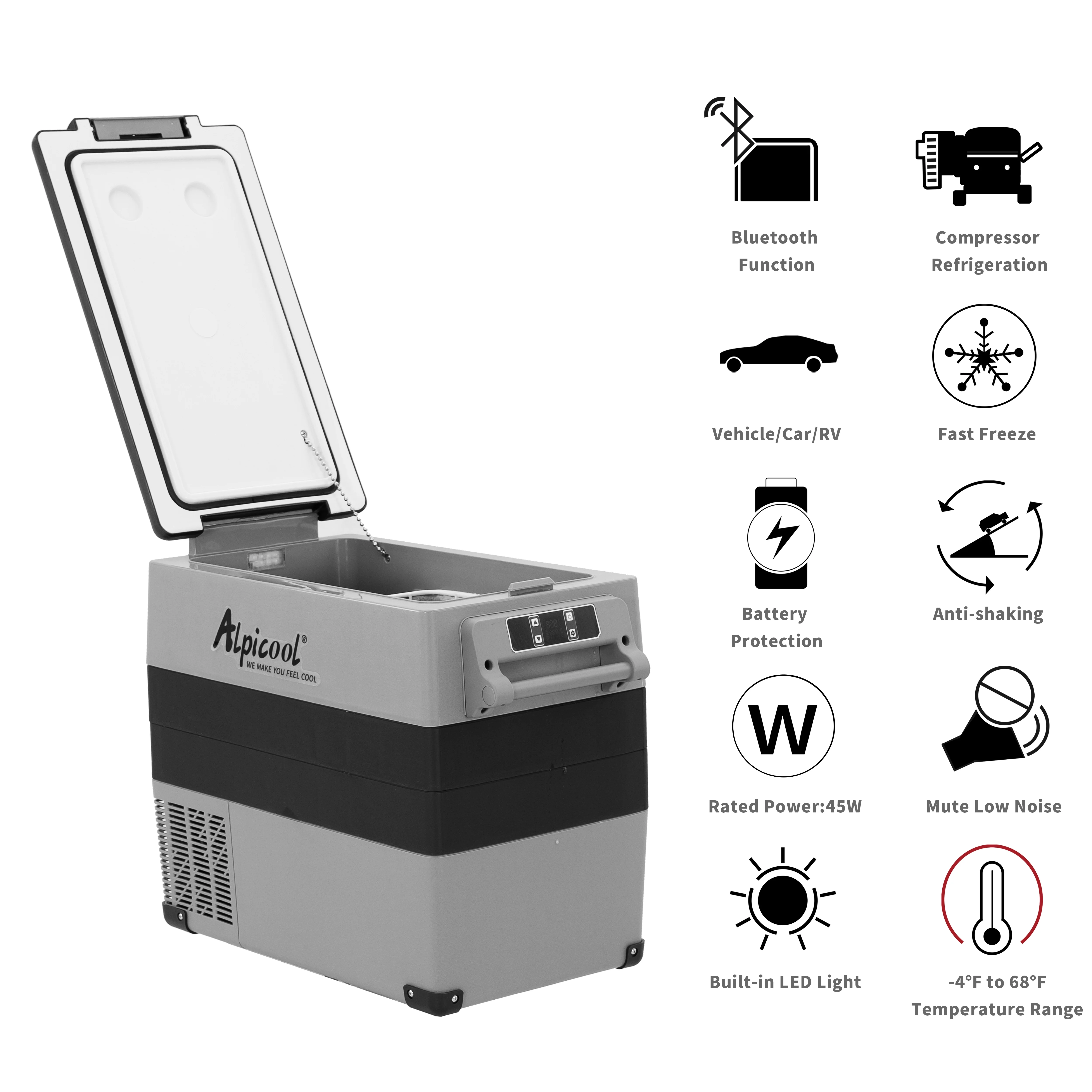Alpicool CF55 Portable Refrigerator 12 Volt Car Freezer 58 Quart(55 Liter) Vehicle, Car, Truck, RV, Boat, Mini fridge freezer for Driving, Travel, Fishing, Outdoor -4��F to 68��F
