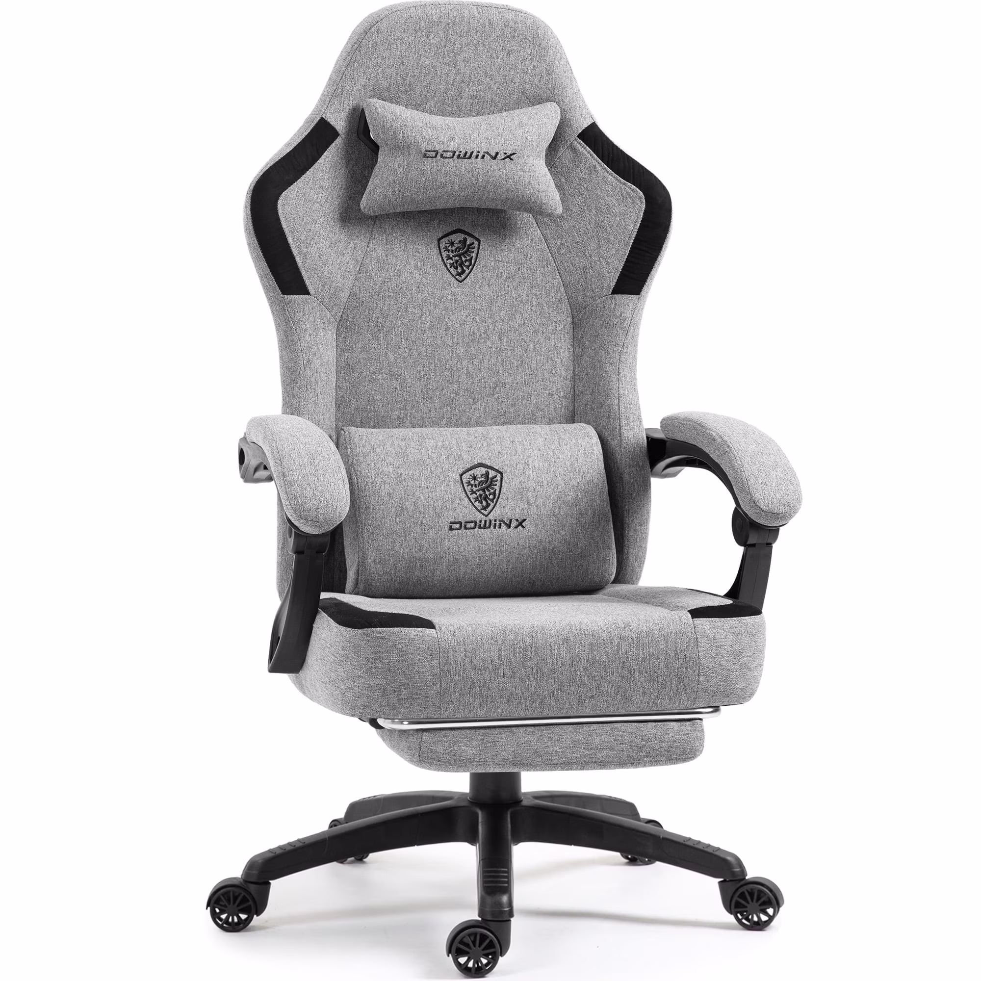 GOOSEA Fabric Gaming Chair with Pocket Spring Cushion, Breathable Computer Chair with Massage Lumbar Support and Footrest, High Back Office Chair for Adults, 300lbs, Grey