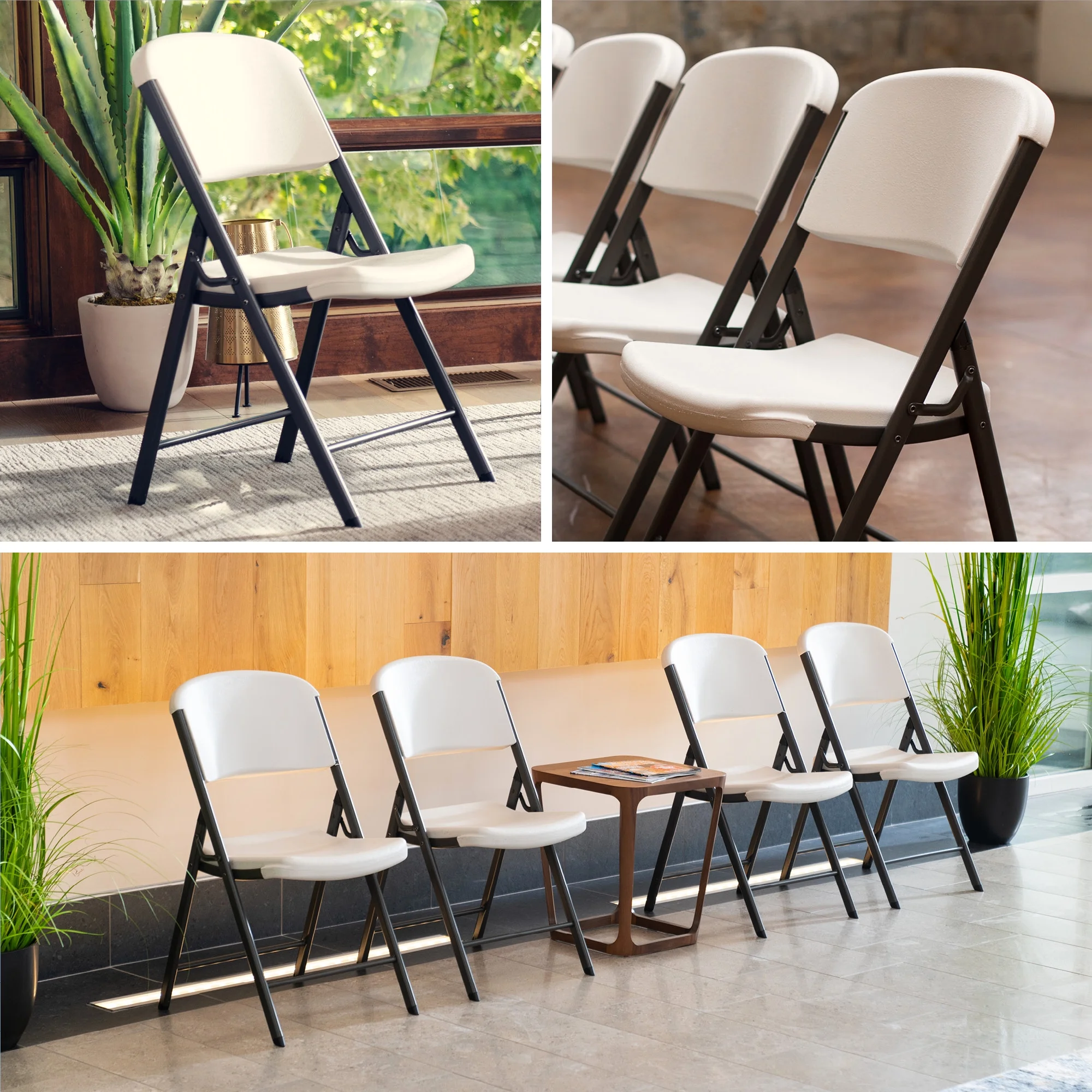 Lifetime Folding Chair, Indoor/Outdoor Commercial, White Granite, 4 Pack (42804)