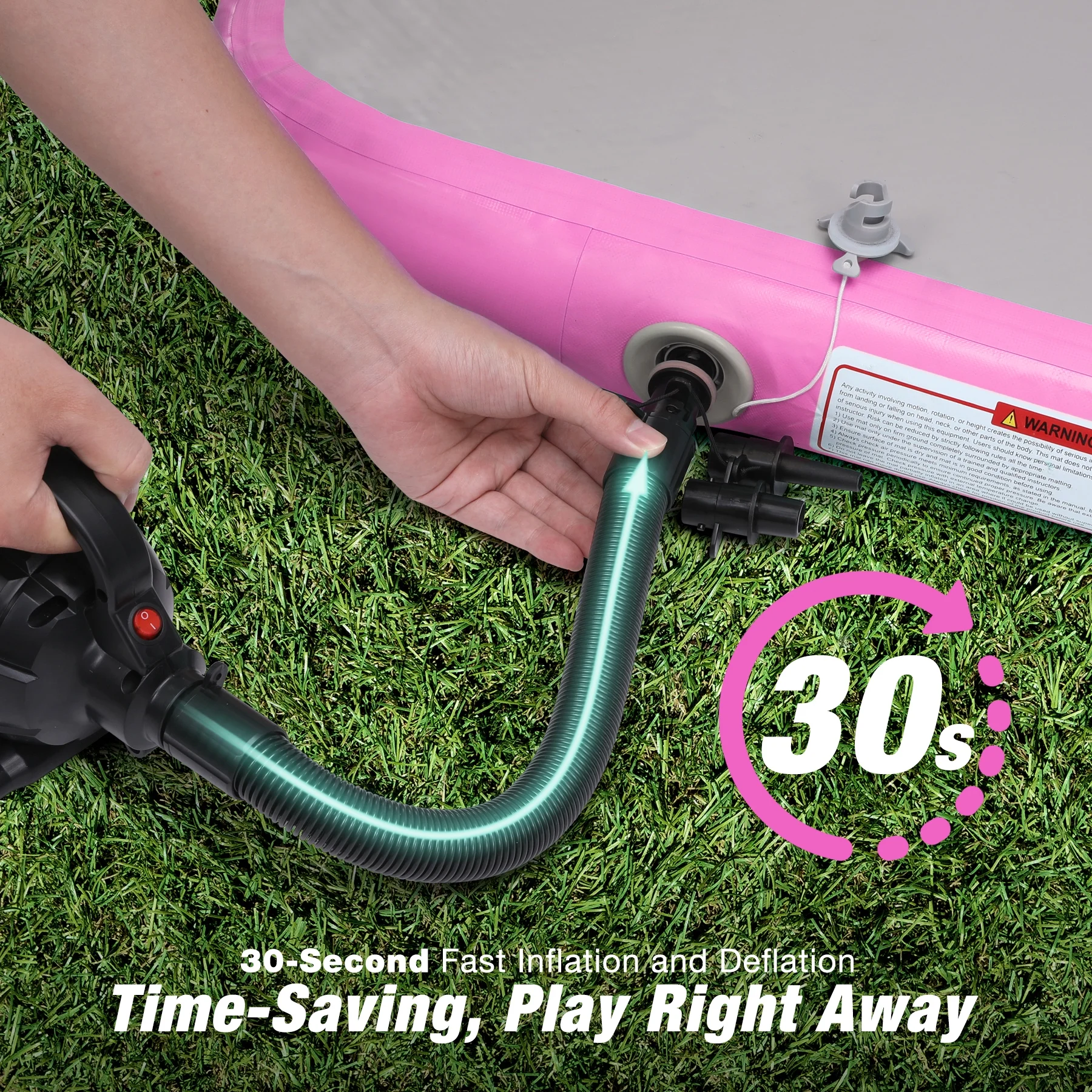 WARMOUNTS Tumbling Mat, 10 ft Inflatable Air Gymnastics Training Mats w/ Electric Pump, 4'' Thick Tumble Track for Home, Gym, Cheerleading, Water, Outdoor