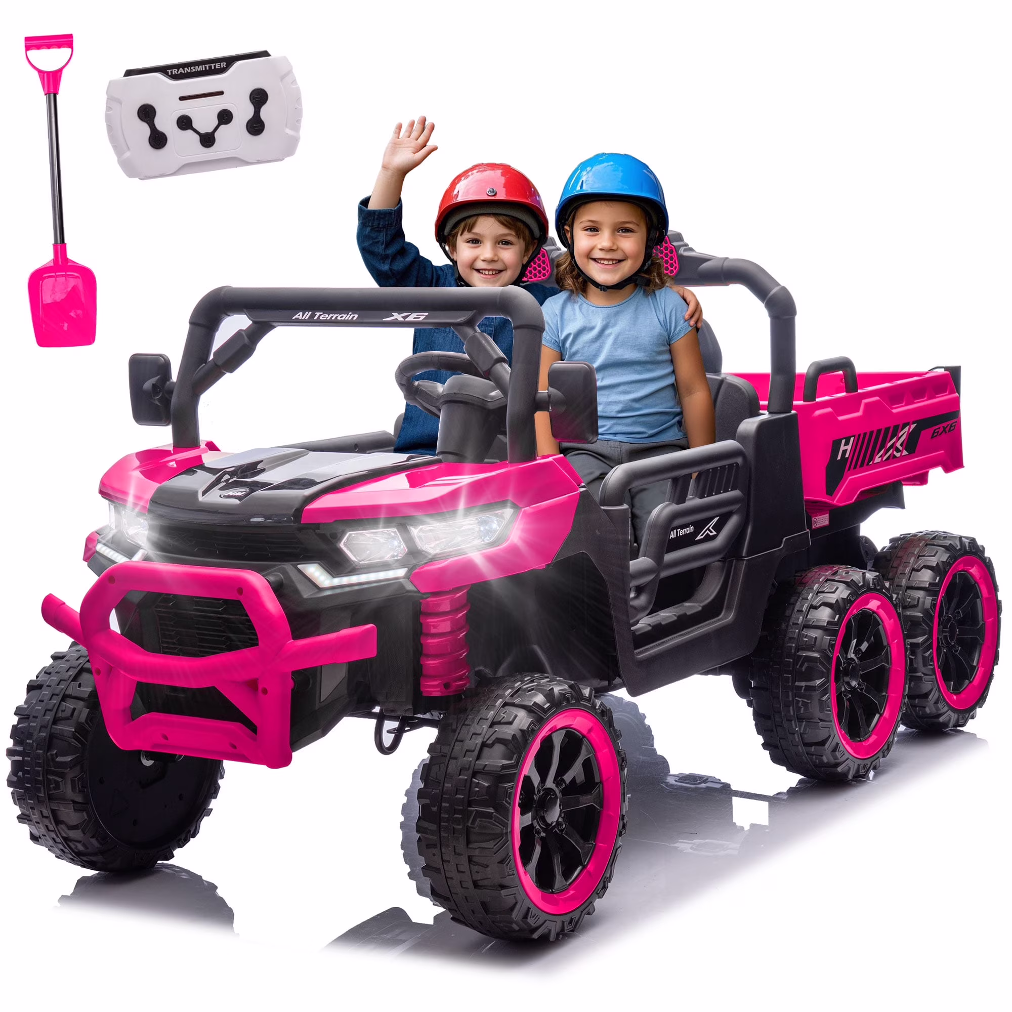 Xuanlur 24V 2 Seater Kids Ride on Car Truck, Ride on UTV W/ 2x200W Motor, 24 Volt Ride on Toys W/ Dump Bed/Shovel, Electric Car for Kids W/ Durable Tires, LED Light, Music, Remote Control, Black