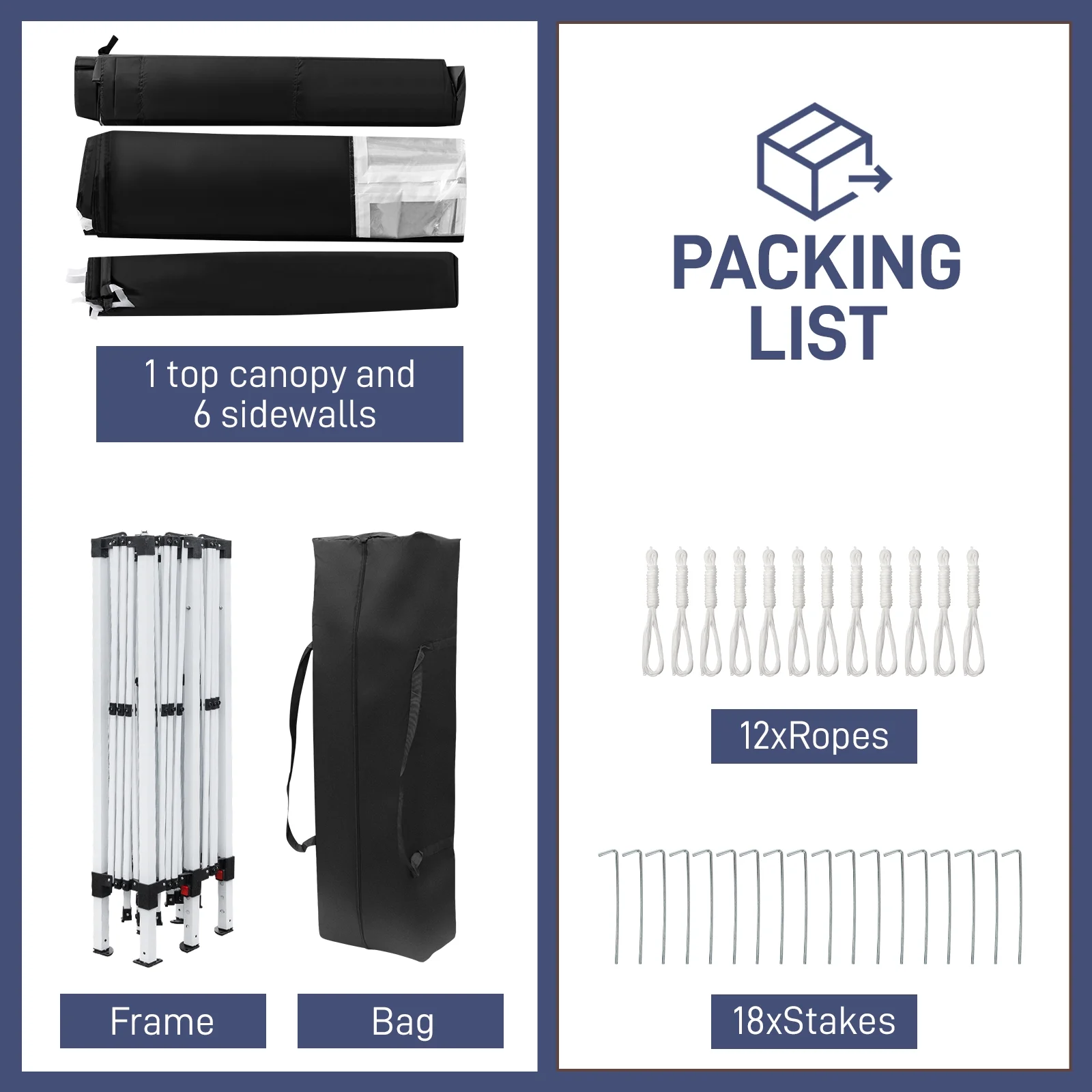 Zimtown 10'x20' Ez Pop up Backyard Canopy Heavy Duty Blue W/6 Sides