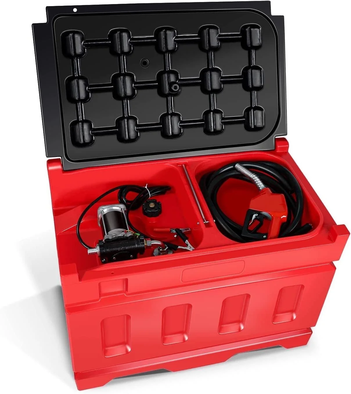 Portable 48 Gallon Fuel Tanks with 12V DC Gasoline Fuel Transfer Pump 15 GPM