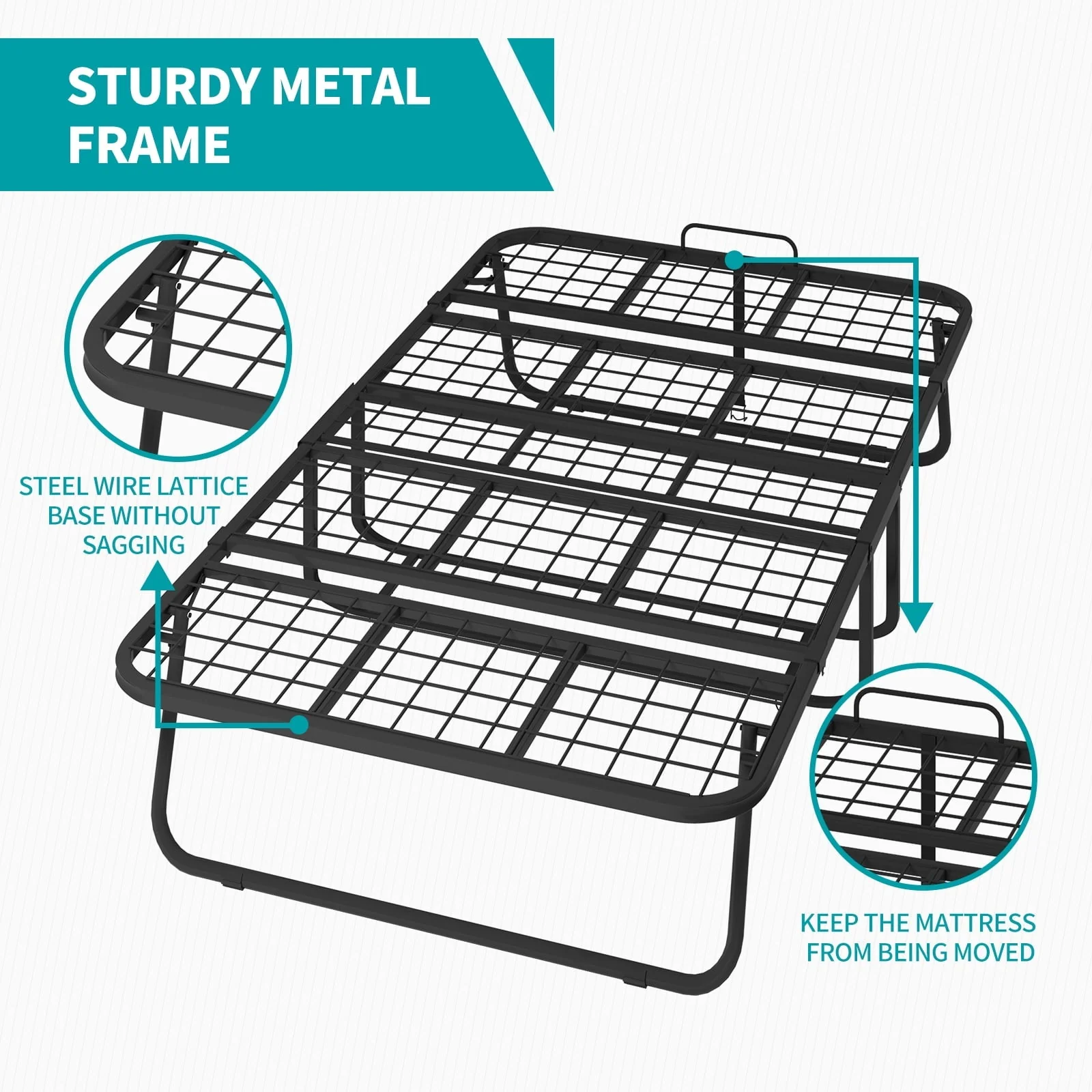 BALUS Folding Bed with Mattress for Adults, Foldable Bed with 4''Memory Foam Mattress, Portable Rollaway Guest Bed with Dustproof Bag & Baffle, Fold up Bed with Metal Frame Space Saving (Standard)