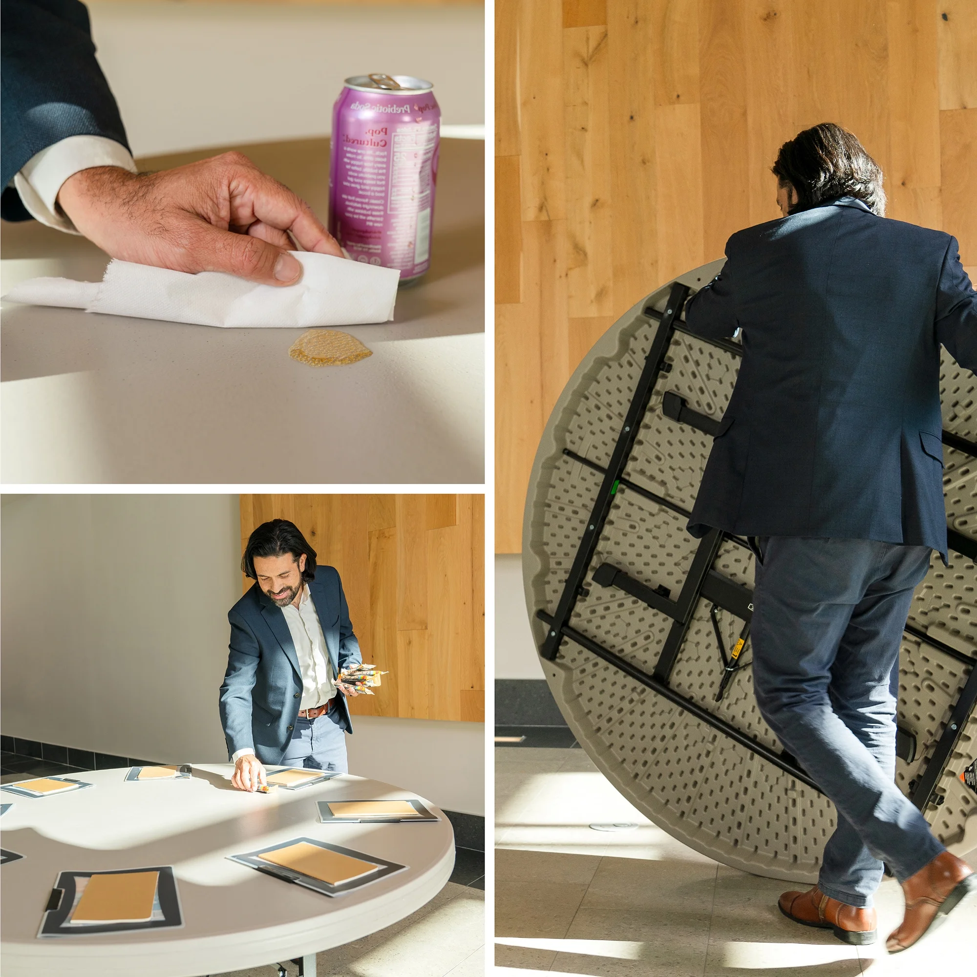 Lifetime 60 Inch Round Folding Table for Indoor and Outdoor Use, Professional Grade, Putty Color