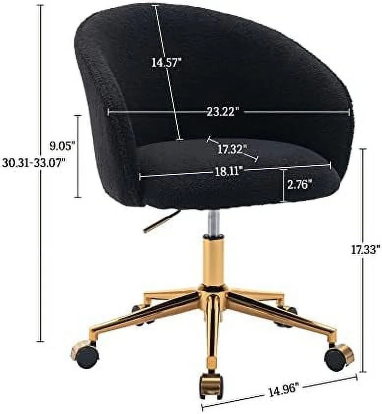 Modern Faux Fur Home Office Chair Height Adjustable, White Desk Chair Vanity Chair for Makeup Room, Rolling Desk Chairs with Wheels, Swivel Furry Cute Desk Chair for Teen Girls Women