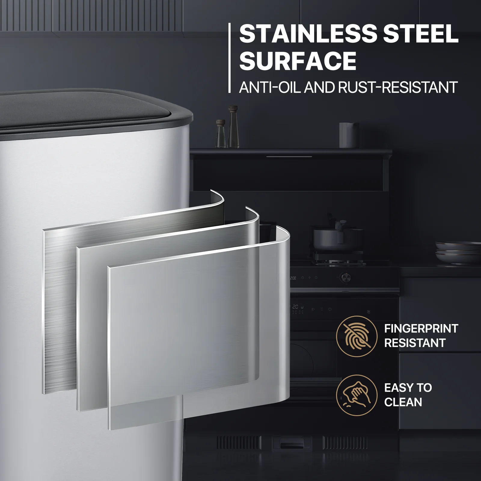 MoNiBloom Kitchen Trash Can 14.5 Gallon Garbage Can Automatic Motion Sensor Waste Bin Touchless Trash Can with Lid for Home Bathroom Office, Silver