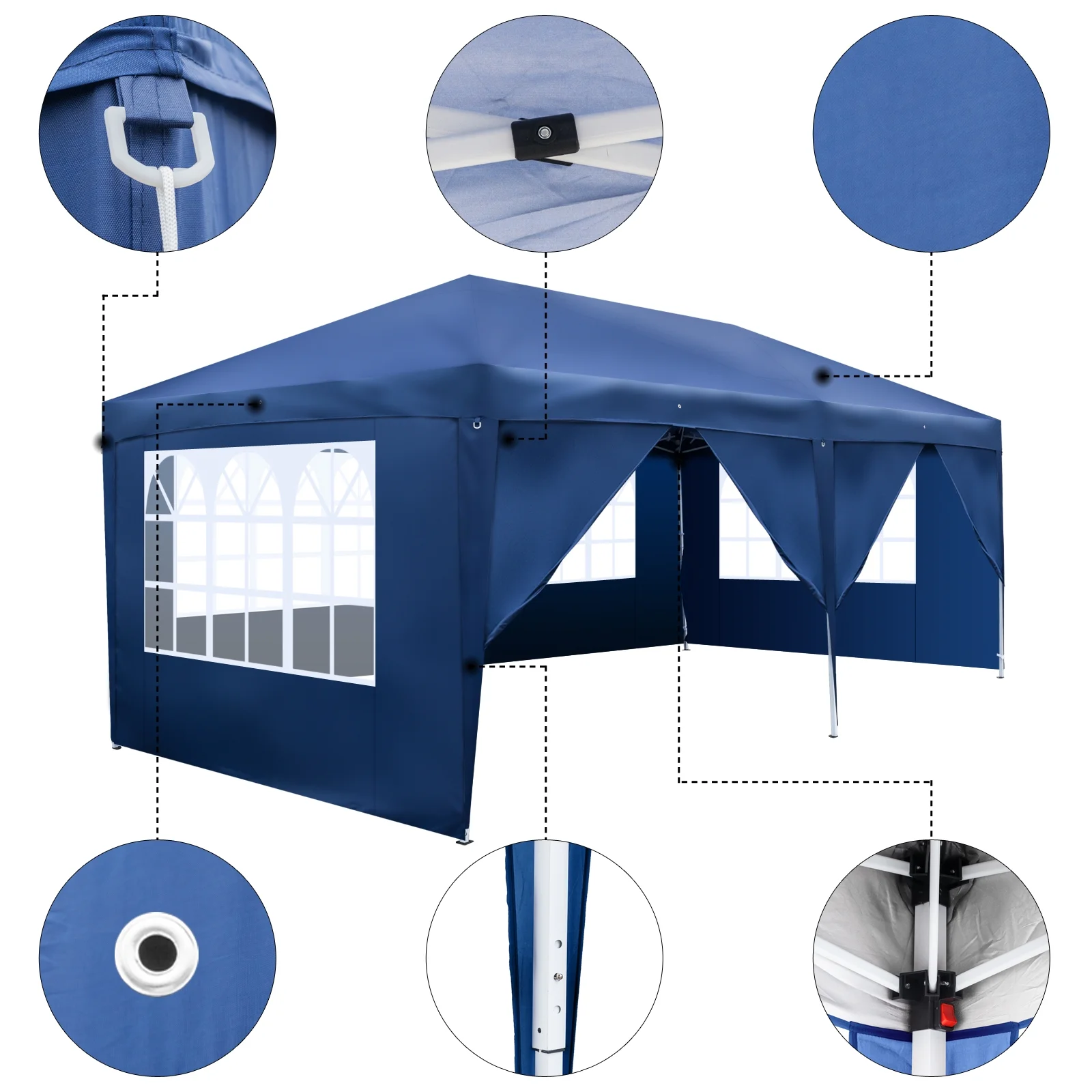 Zimtown 10'x20' Ez Pop up Backyard Canopy Heavy Duty Blue W/6 Sides
