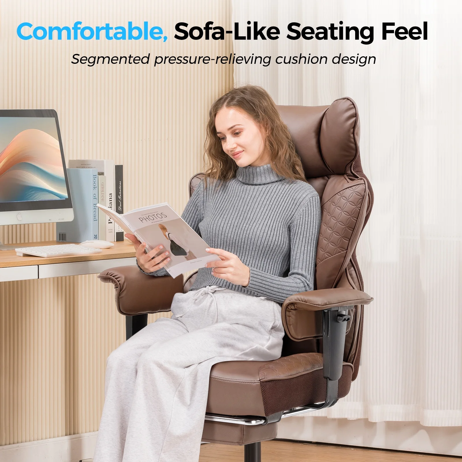 LUCKLIFE Big & Tall Office & Gaming Chair 400LBS Capacity, Wide Ergonomic Seat with Footrest, Adjustable Armrests, Black