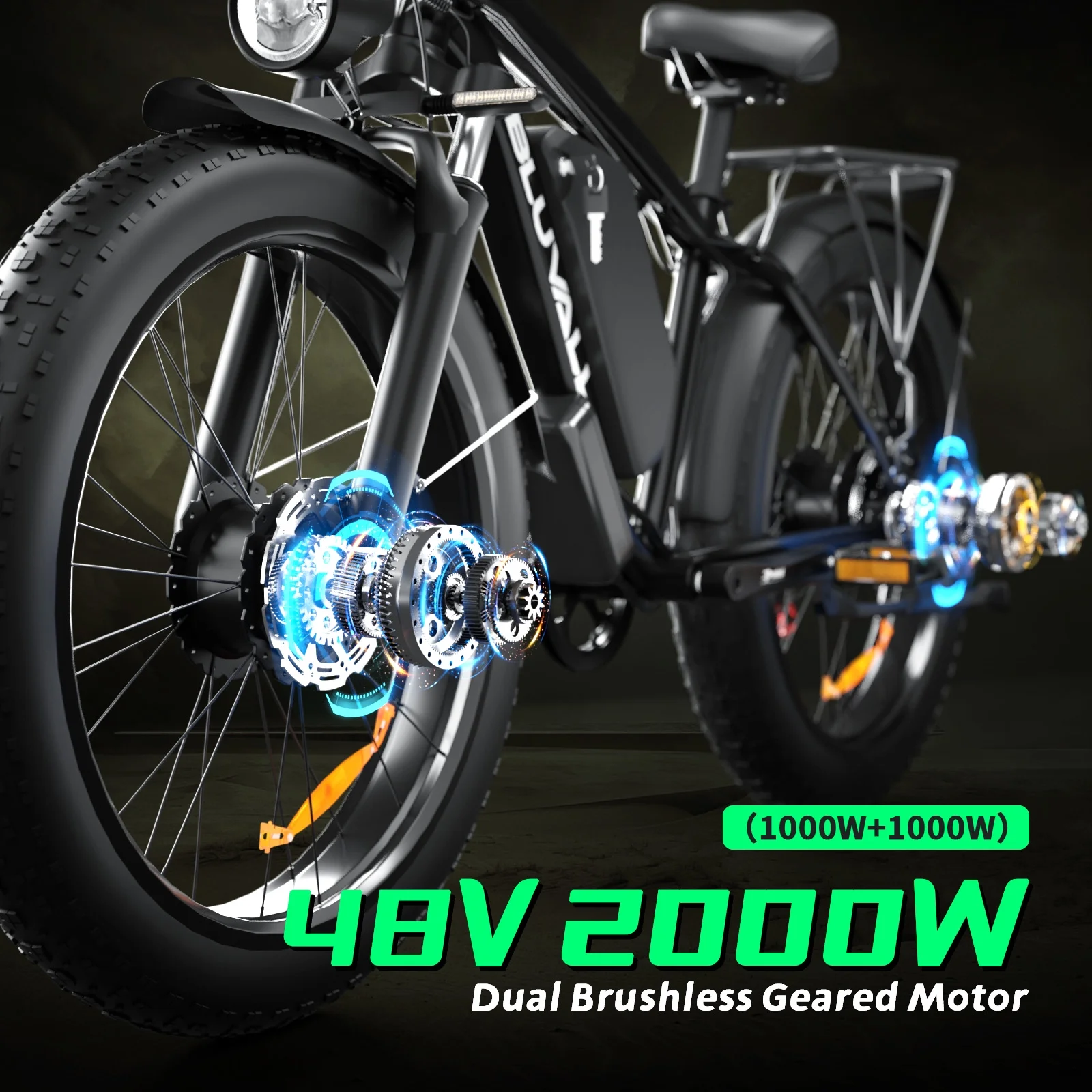 Electric Bike for Adults, 2000W 26'Fat Tire Electric Bike, 35MPH AWD Dual Motor Electric Bicycles, 48V 22.4AH Battery Fast Ebikes Dual Hydraulic Brakes UL 2849