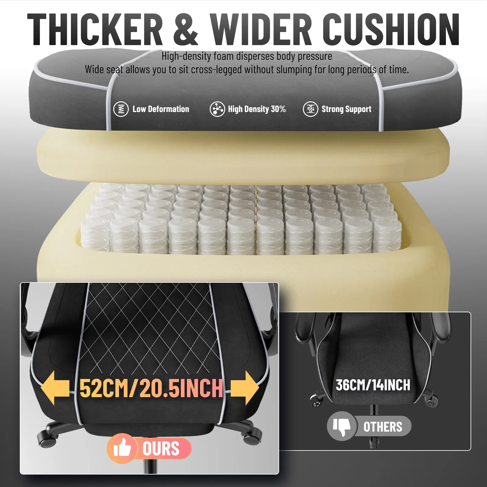 SOONTRANS Gaming Chair for Adults, Velvet Fabric High Back Comfortable Video Game Chair with Footrest and Massage Lumbar Cushion, Racing Computer Desk Chair, Ergonomic Gamer Chair, Black/Grey