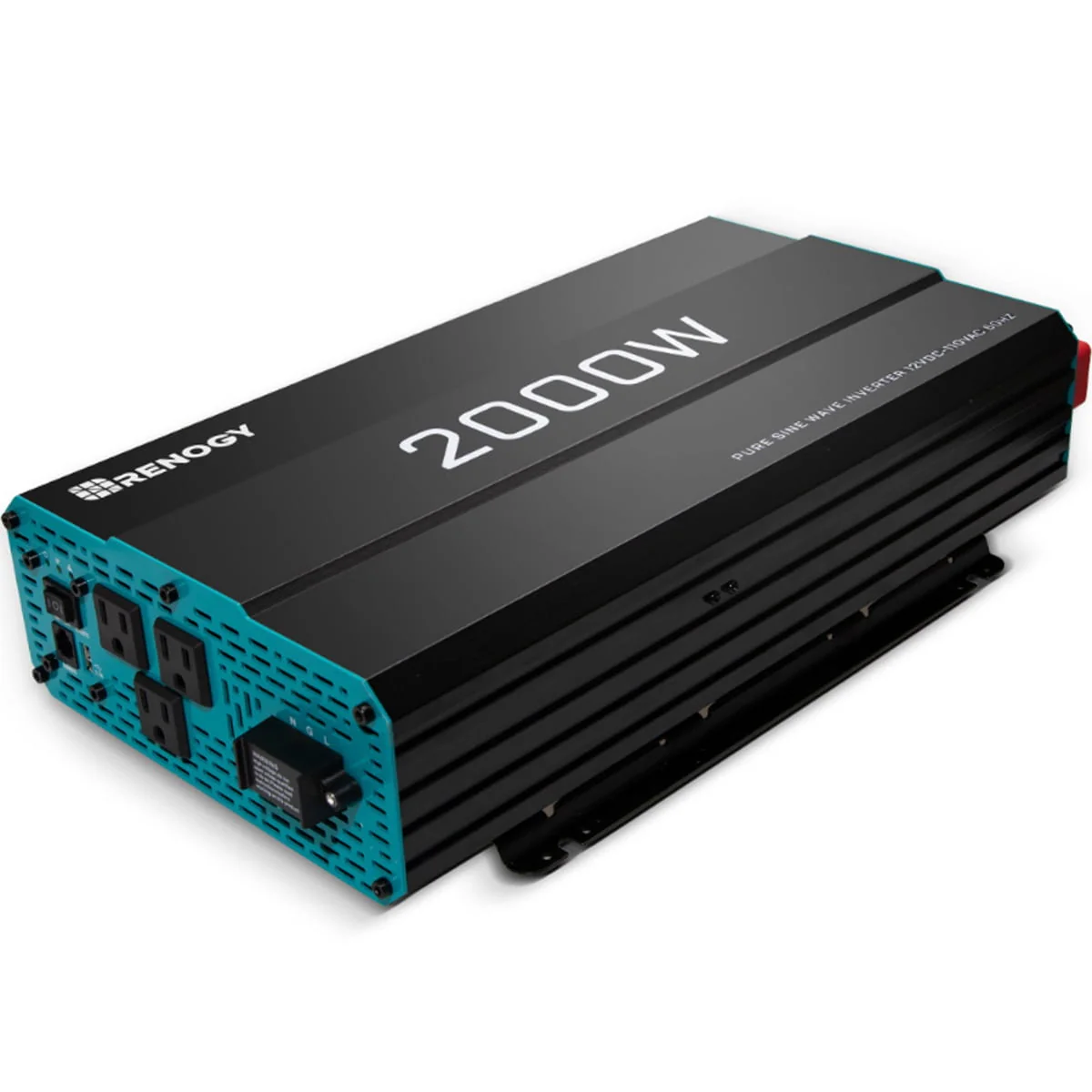 Renogy 2000W Pure Sine Wave Inverter 12V DC to 120V AC Converter for Home, RV, Truck, Off-Grid Solar Power Inverter 12V to 110V with Built-in 5V/2.1A USB Port, AC Hardwire Port, Remote Controller