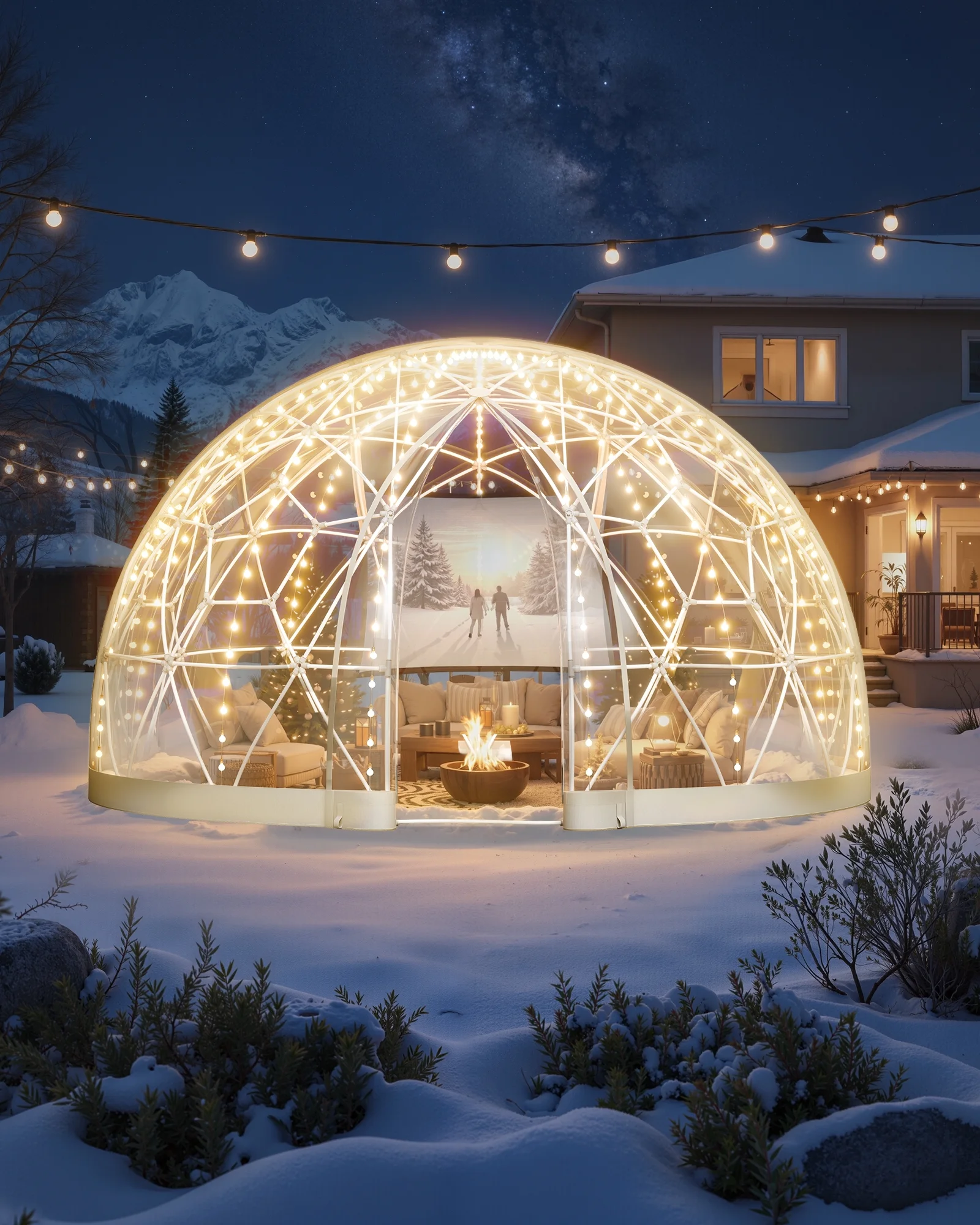 VEVOR Garden Dome Tent, 12 x 7.2 ft Outdoor Clear Bubble Tent for 4-7 Person, Weatherproof Geodesic Dome Greenhouse with Window, PVC Igloo Tents for Backyard Patios Camping Party Wedding