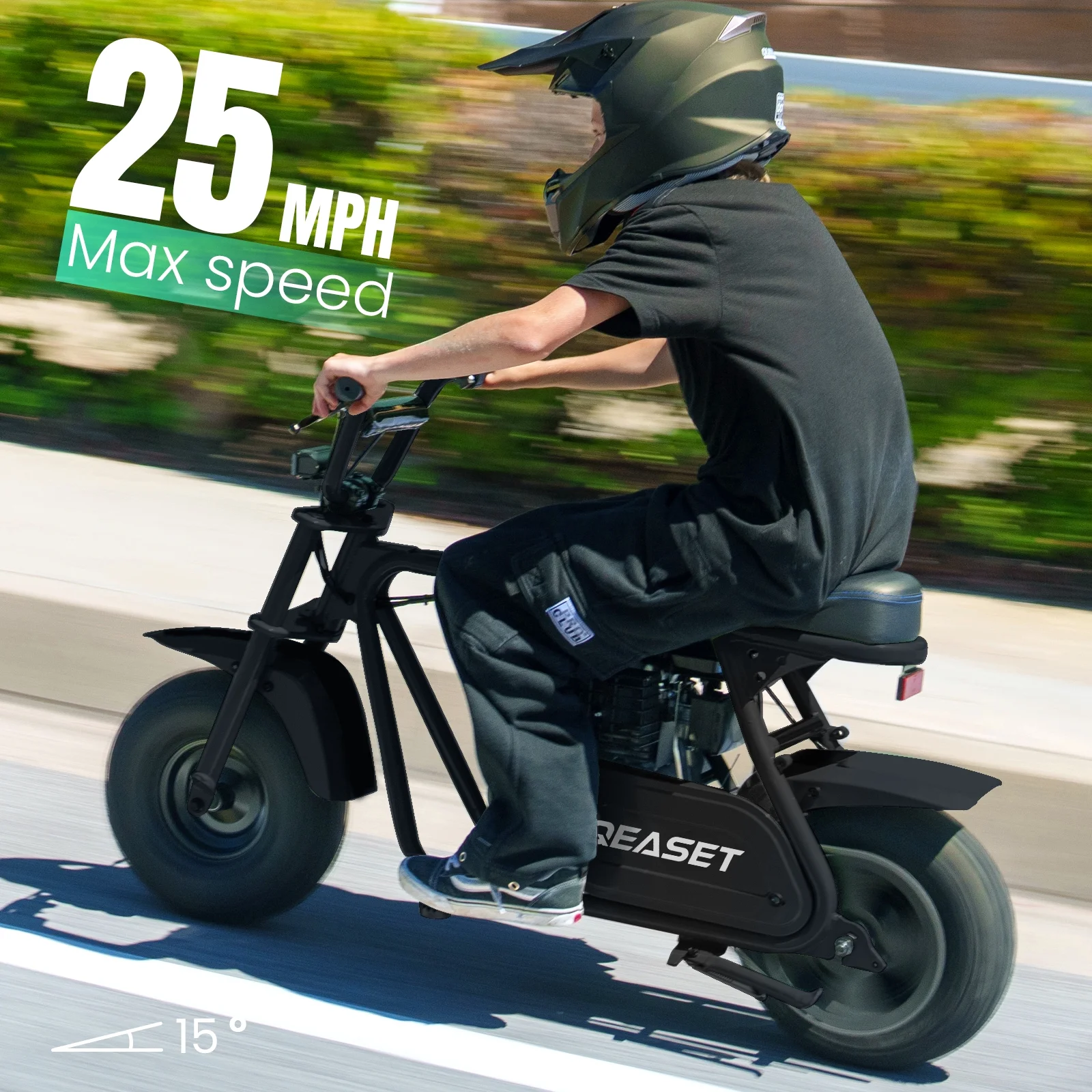 QEASET MB001 Gas Powered Mini Dirt Bike 99CC for Teens and Adults, 25MPH Off Road Motorcycle, Weight Support Up to 200 LBS - Black