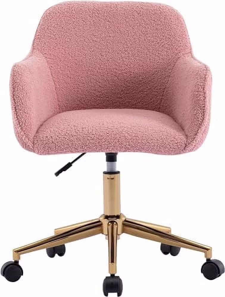 Modern Faux Fur Home Office Chair Height Adjustable, White Desk Chair Vanity Chair for Makeup Room, Rolling Desk Chairs with Wheels, Swivel Furry Cute Desk Chair for Teen Girls Women
