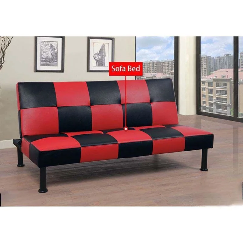 Couches for Living Room Upholstered Convertible Folding Futon Sofa Bed Modern Small Faux Leather Sleeper Sofa Love Seat for Bedroom, Apartment, Black
