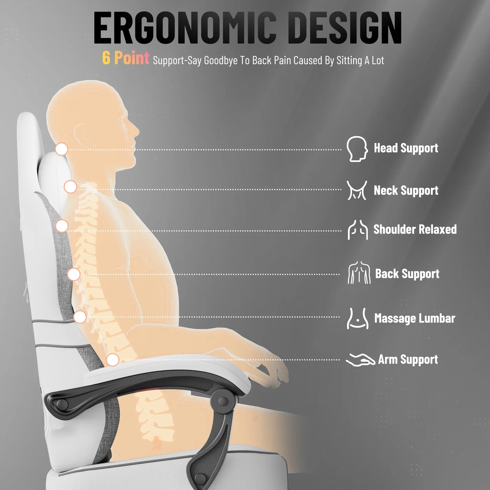 SOONTRANS Gaming Chair for Adults, Velvet Fabric High Back Comfortable Video Game Chair with Footrest and Massage Lumbar Cushion, Racing Computer Desk Chair, Ergonomic Gamer Chair, Black/Grey