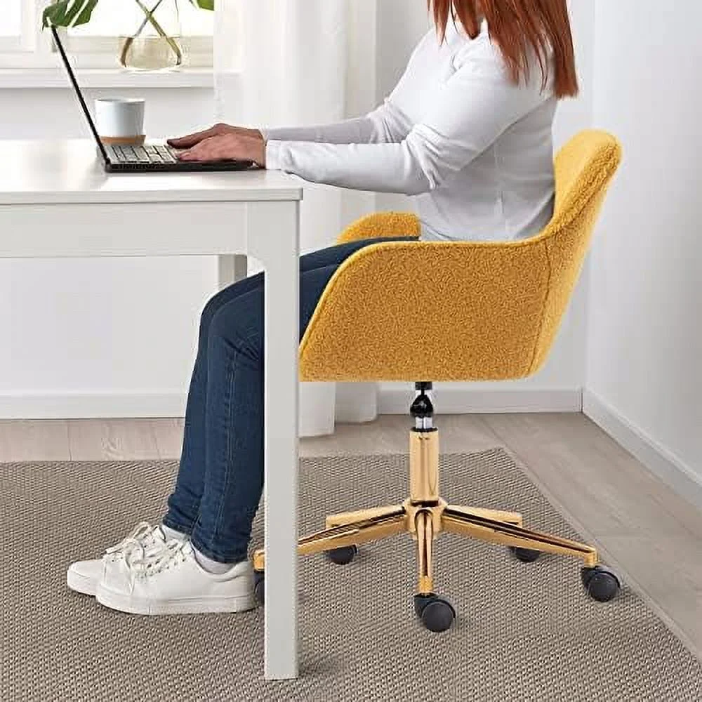 Modern Faux Fur Home Office Chair Height Adjustable, White Desk Chair Vanity Chair for Makeup Room, Rolling Desk Chairs with Wheels, Swivel Furry Cute Desk Chair for Teen Girls Women