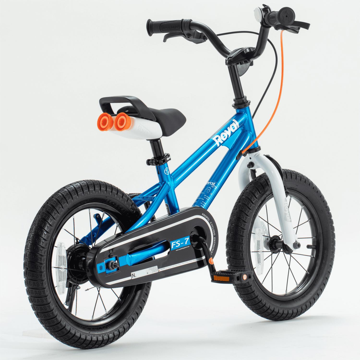 Royalbaby Freestyle 7 Kids Bike Toddlers 14 Inch Wheel Dual Handbrakes Bicycle Beginners Boys Girls Ages 3-5 Years. Kickstand and Water Bottle Included. Blue