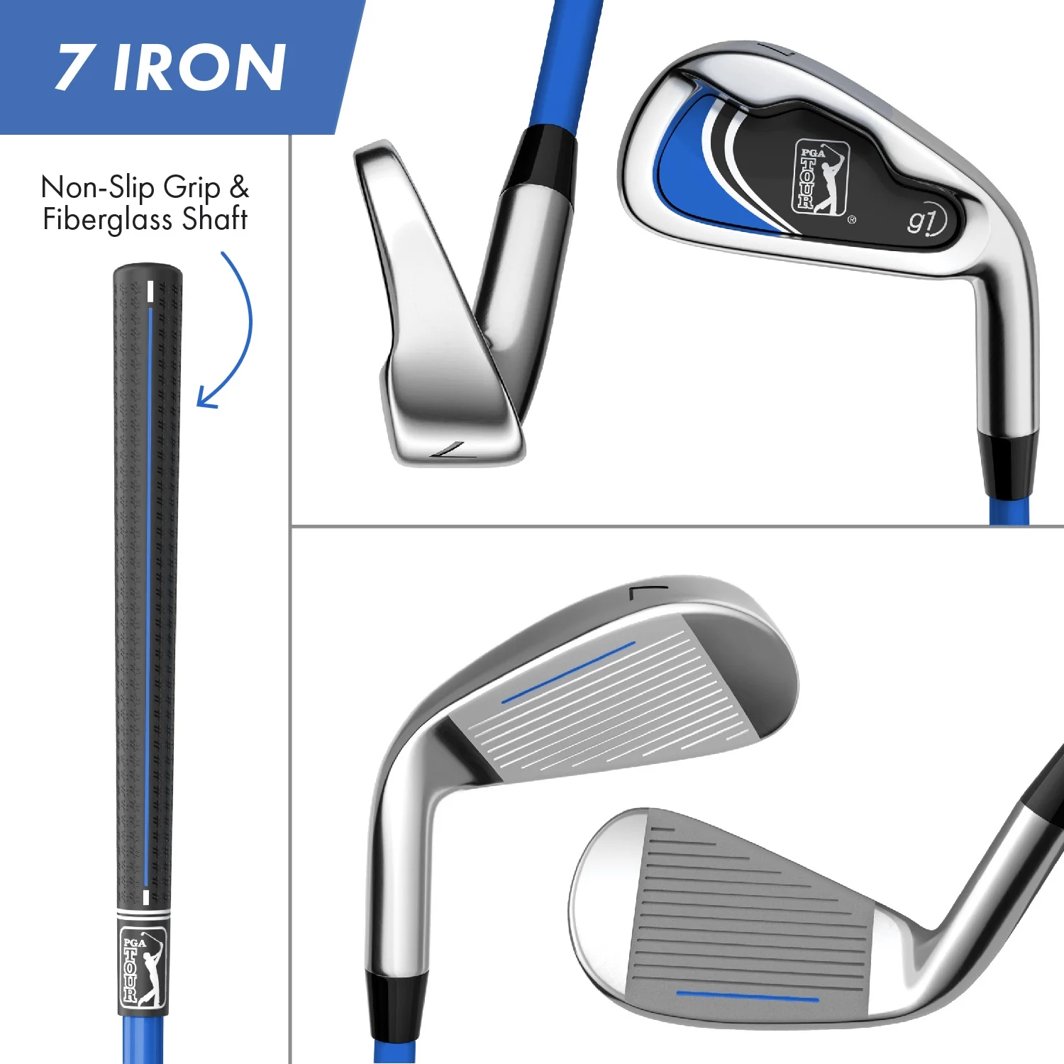 PGA Tour Right-Handed 10 Piece Kids Golf Club Stand Bag Set; Player Height 4'8 - 5'2