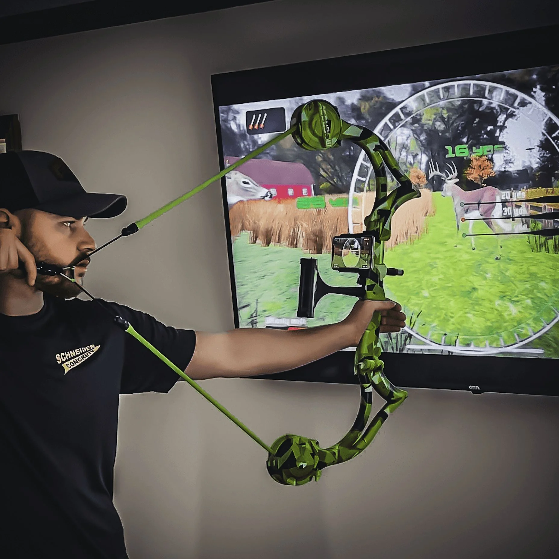 AccuBow 2.0 Carbon Fiber Virtual Archery Gaming & Shooting, 10�C70lbs Adjustable Resistance, Real Bowstring & D-Loop, Phone Mount Included, Ambidextrous, Foldable Design