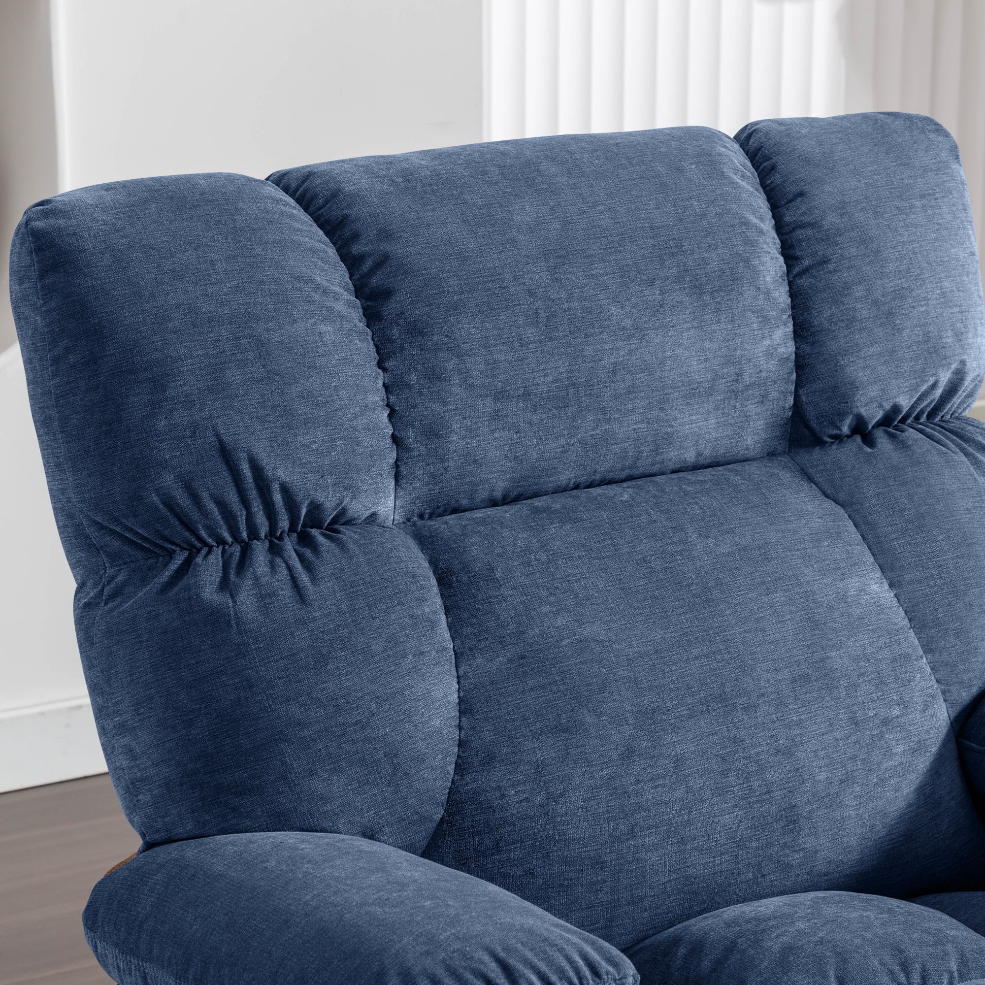 JONPONY Manual Recliner Chair with Heat Therapy and Massage Function, Heavy Duty Reclining Mechanism Massage Chair, Elderly Single Rocker Sofa with Cup Holders for Bedroom Home Theater,Grey