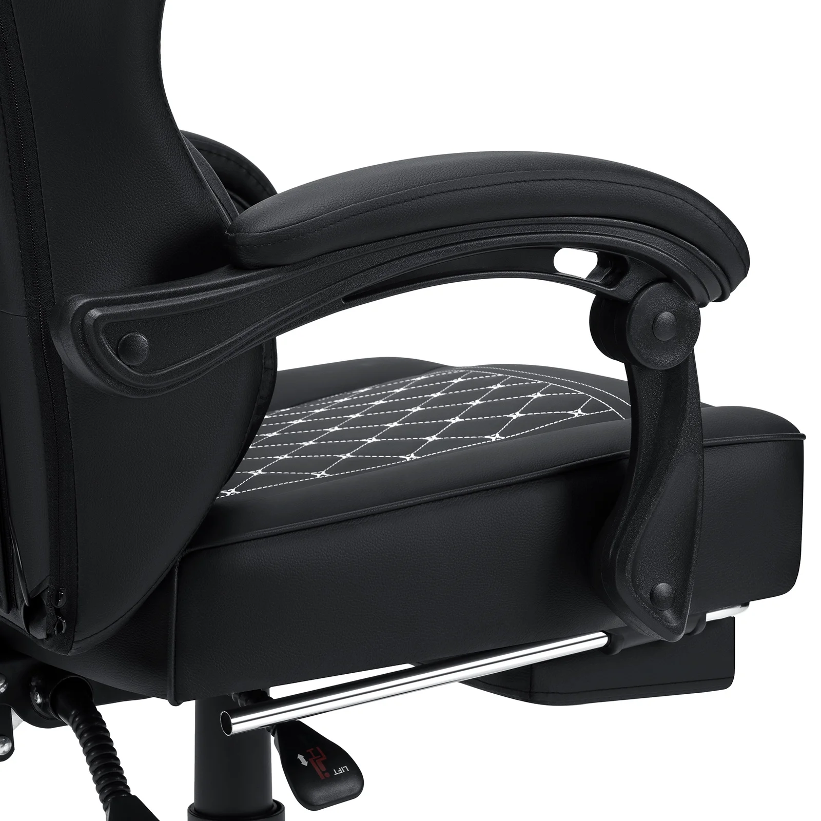 Hoffree Gaming Chair with Speakers PU Gamer Chair with footrest and massage Egonomic Computer Game Chair with Headrest and Lumbar Support for Adults and Office Gaming, 440 LBS