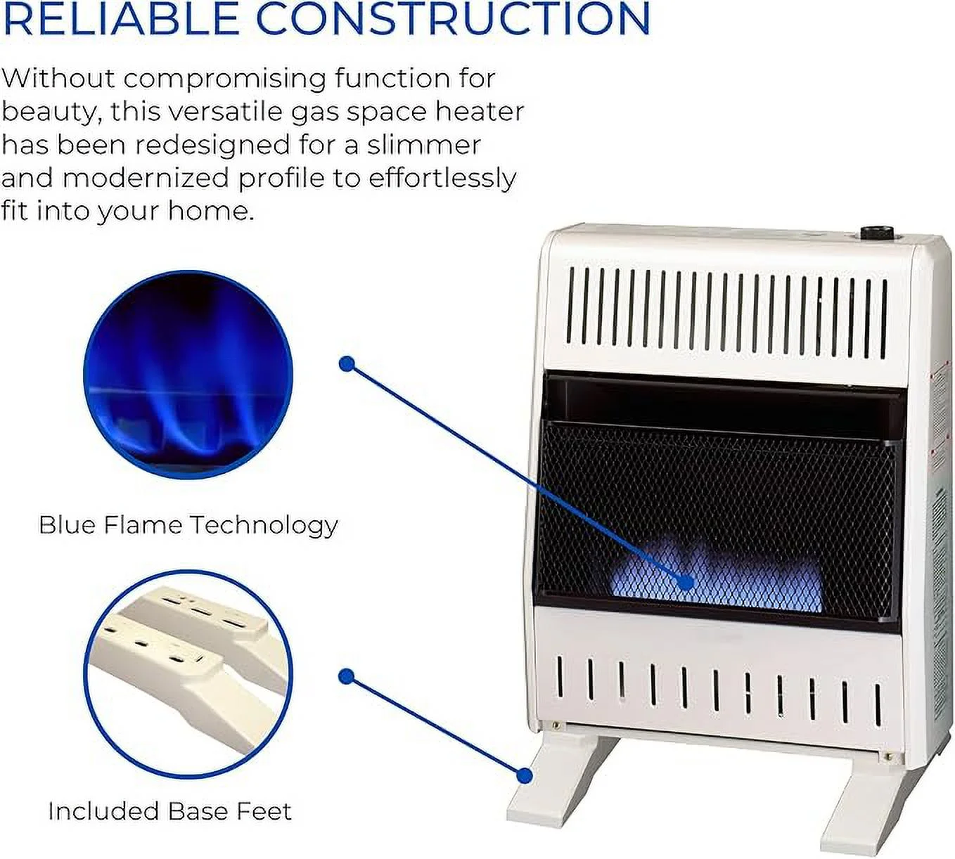 Procom Heating Liquid Propane Vent Less Blue Flame Heater with Base Feet -20,000BTU T-Stat Control, Model-ML200TBA-B