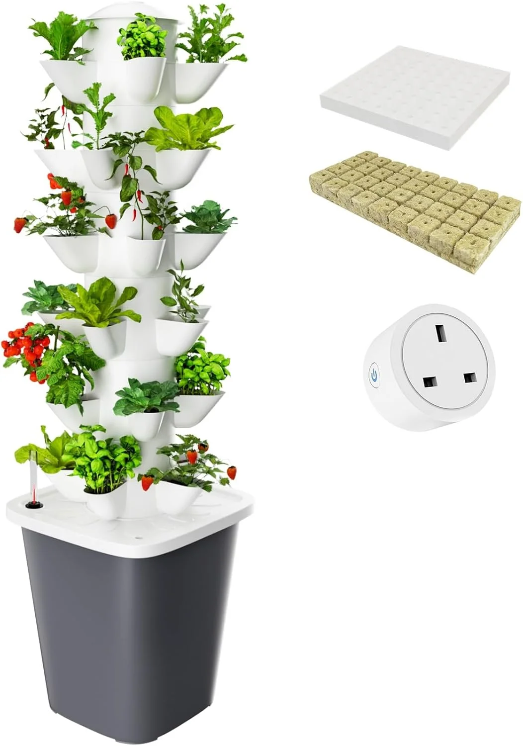 EAYSG Vertical Hydroponics Garden Tower, 30-Plant Indoor Growing System with Timer & Automatic Watering, Space-Saving Herb Garden Kit for Home, Soilless Indoor Gardening System