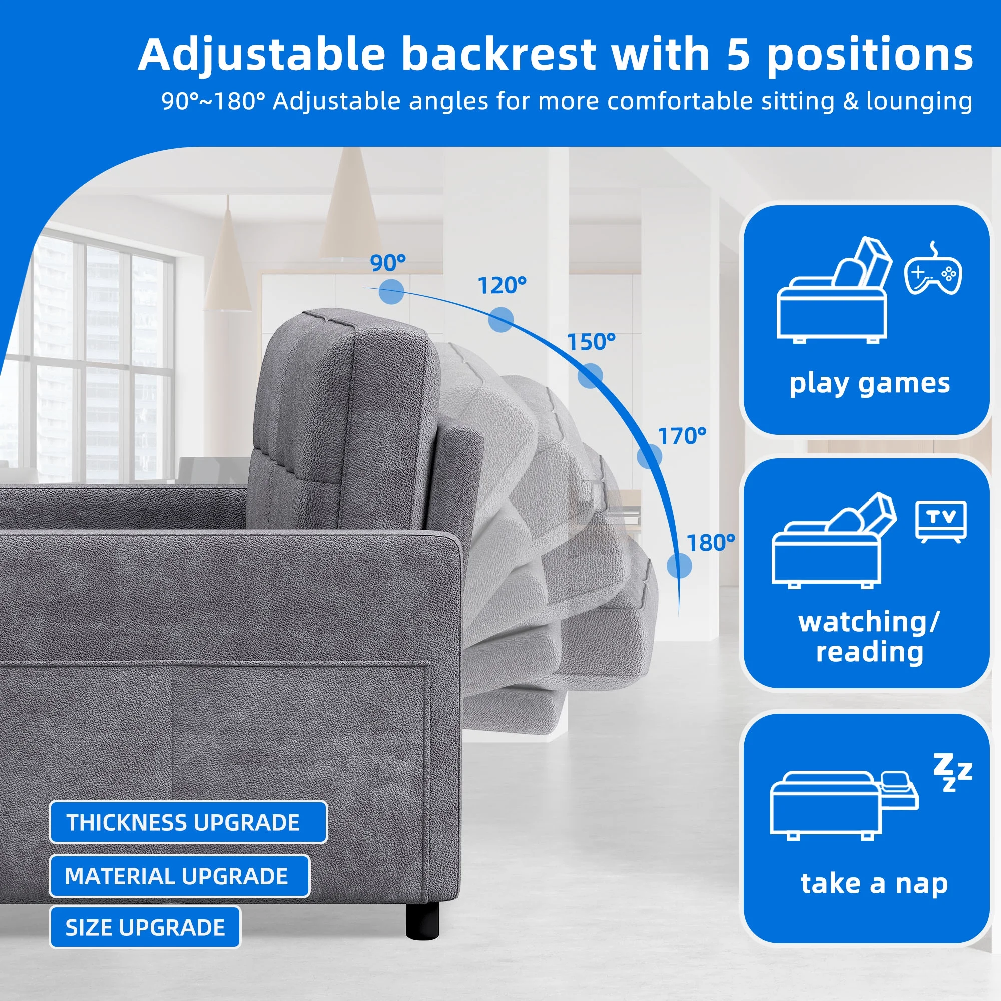 Dextrus  3-in-1 Convertible Futon Sofa Bed, Modern Sleeper Sofa with Pull-Out Bed for Small Place, Beige