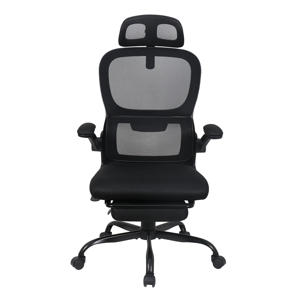 Mainstays Ergonomic Height Adjustable Mesh Office Chair for Teens and Adults with Lumbar Support and Tilt Function, with Leg Rest, Black