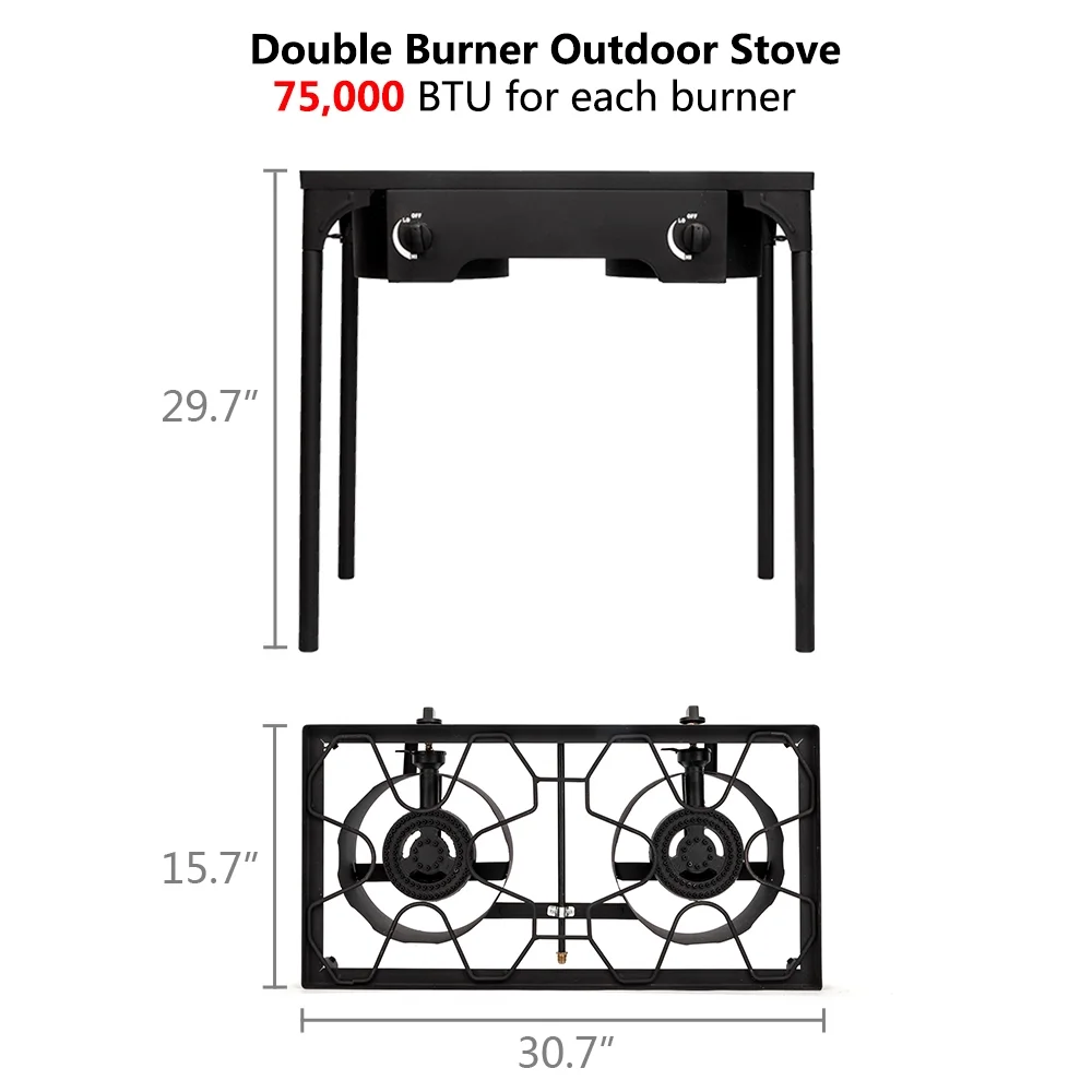 Zimtown EX72 2-Burner 150,000BTU Outdoor Stove , Black