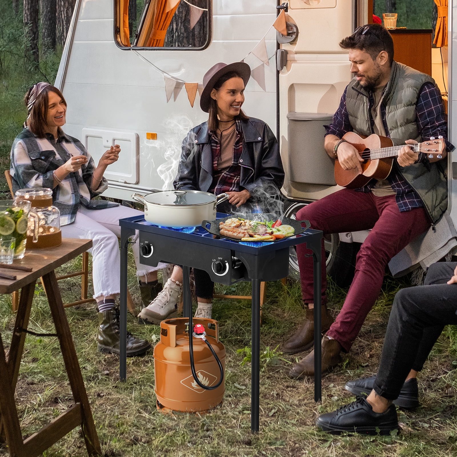 Zimtown EX72 2-Burner 150,000BTU Outdoor Stove , Black