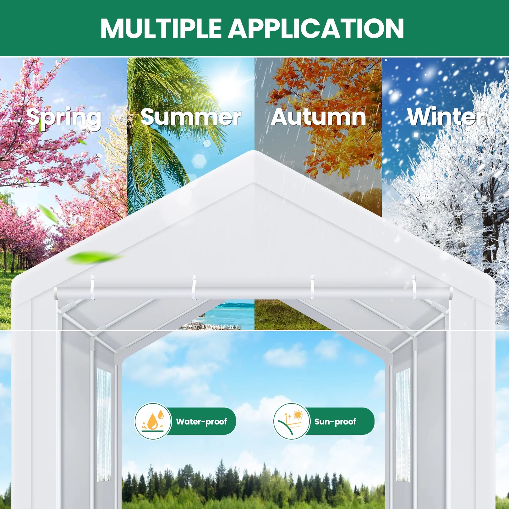 HOTEEL Carport 10'x20' Large Heavy Duty Car Canopy with Steel Frame, Portable Garage Wedding Tent Big Tents Carports Shelter, All-Season Tarp for Outdoor Party Birthday, White