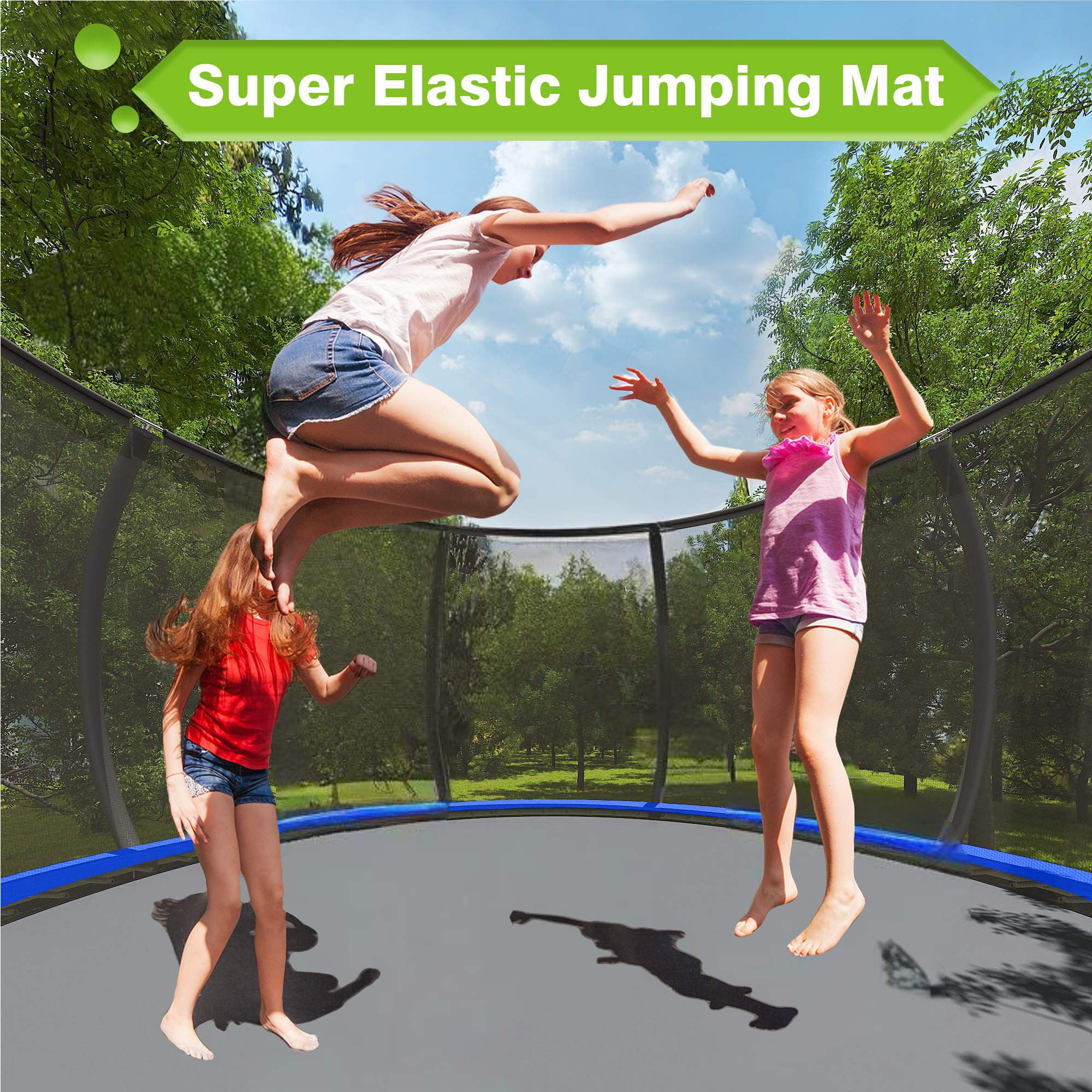 GVDV 16FT Outdoor Trampoline for Kids & Adults, Recreational Trampoline w/Ladder & Safety Net