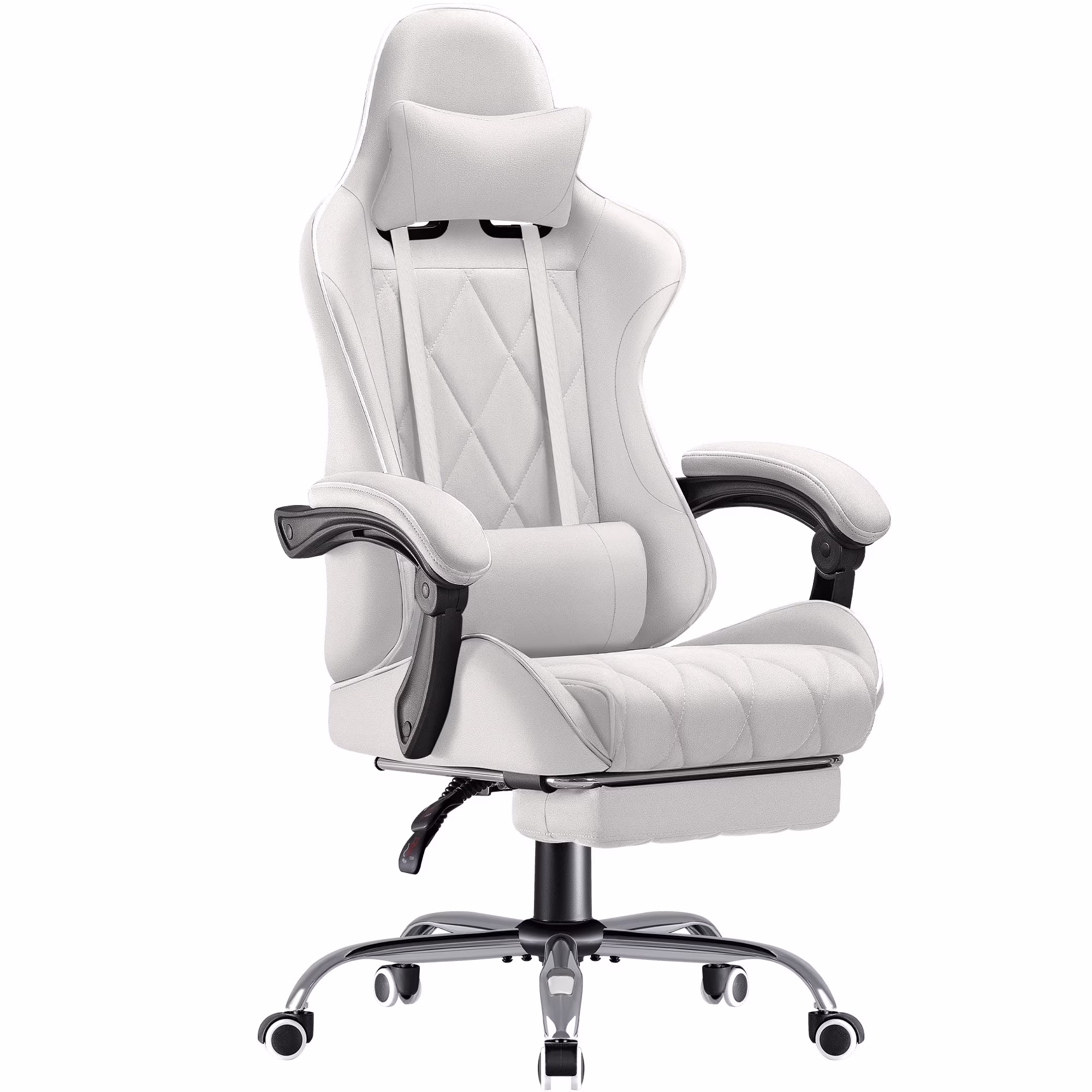 Homall Gaming Chair Fabric Computer Chair Massage Game Chair Cloth Office Chair with Headrest, Lumbar Support & Footrest,Gray
