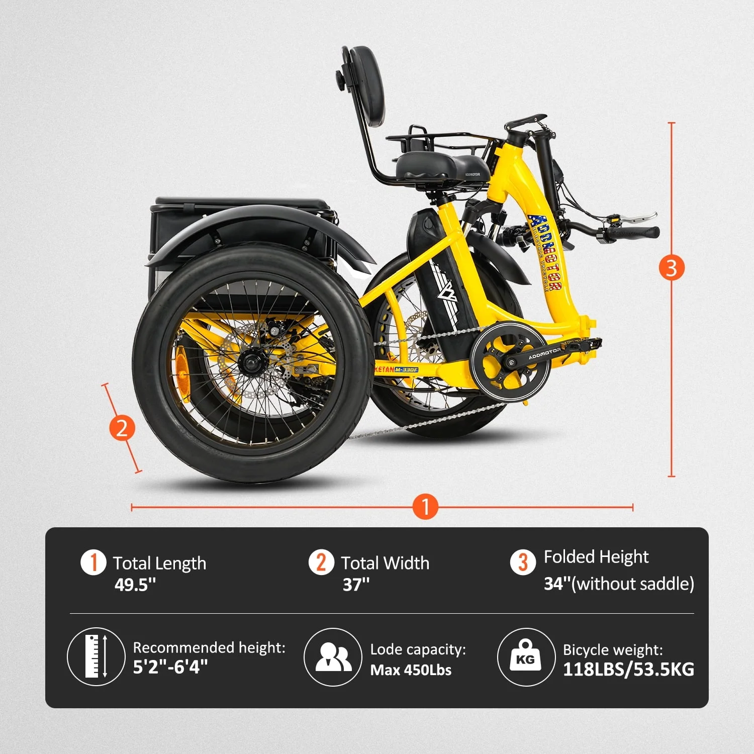 Addmotor Electric Trike, 750W Foldable Electric Tricycle, Folding Electric Trike for Adults,48V 20Ah Removable Battery,20