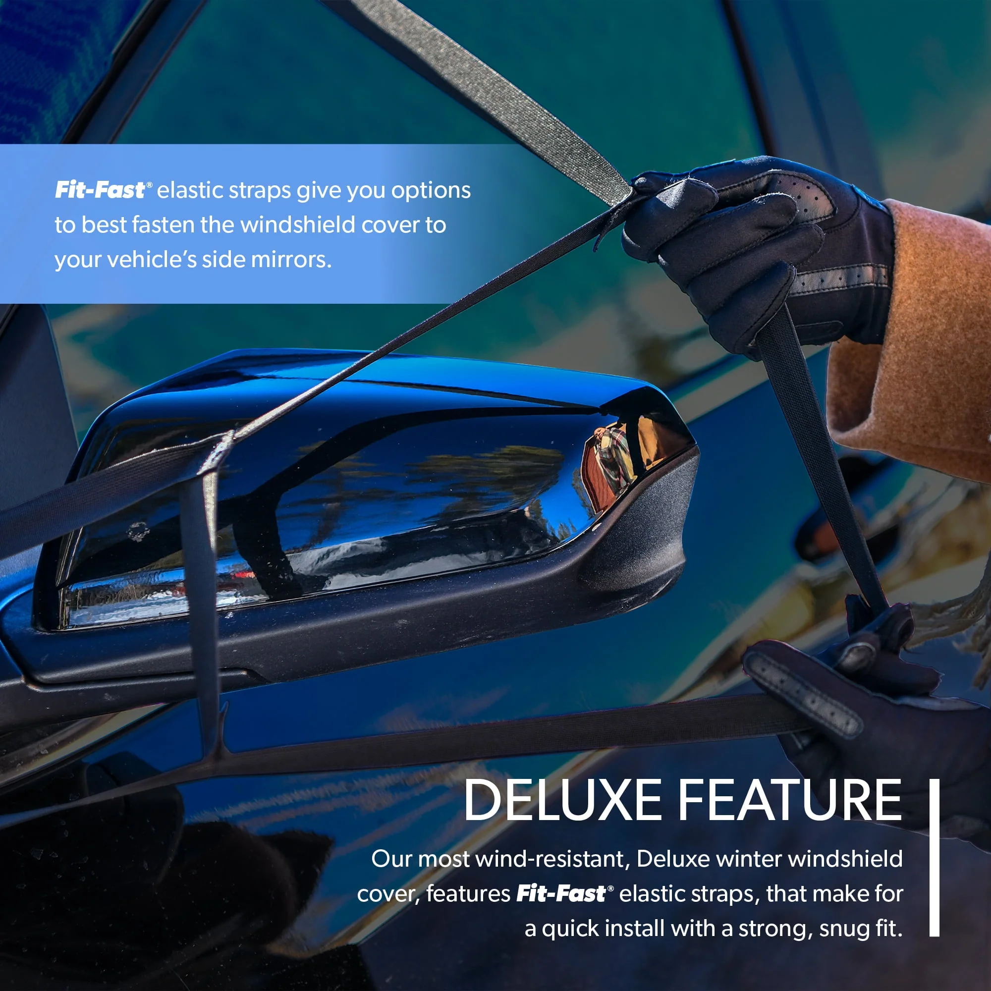 FrostGuard Deluxe Full-Coverage Car Windshield Cover for Ice/Snow, Sweater, 41