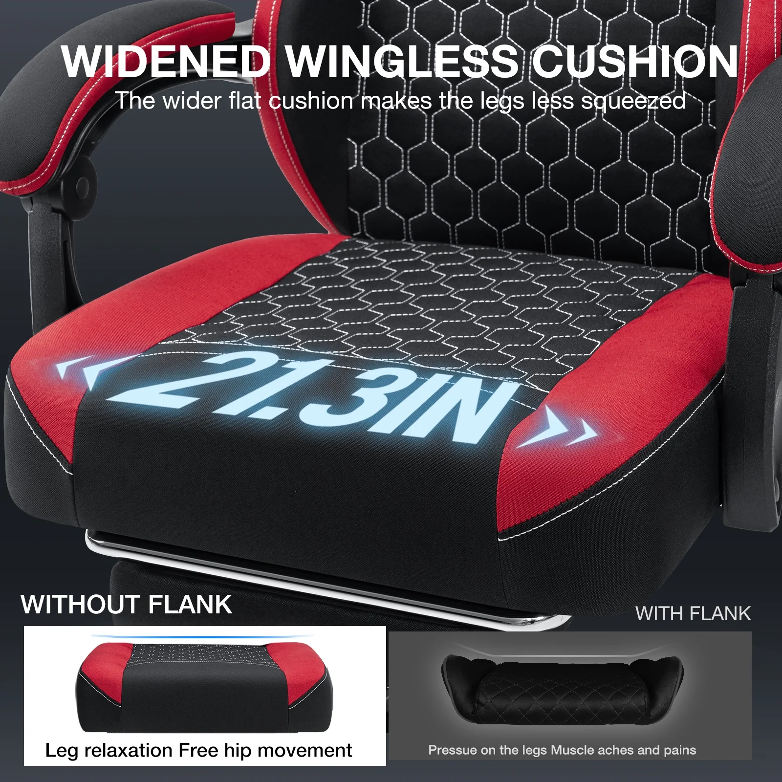 Hoffree Gaming Chair with Speakers Fabric Gamer Chair with footrest and massage Big and Tall Video Game Chair with Headrest and Lumbar Support for Adults