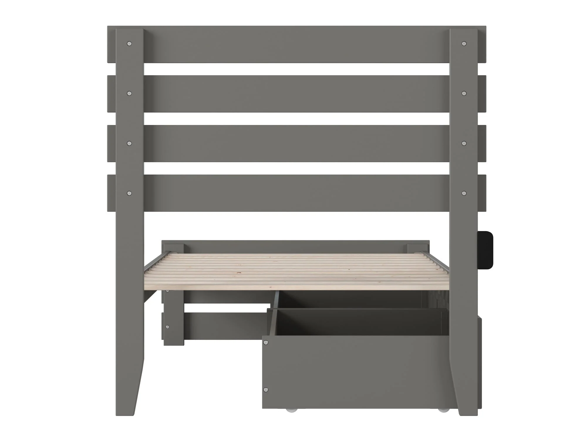 Oxford Twin Bed with Footboard and USB Turbo Charger with 2 Drawers in Grey