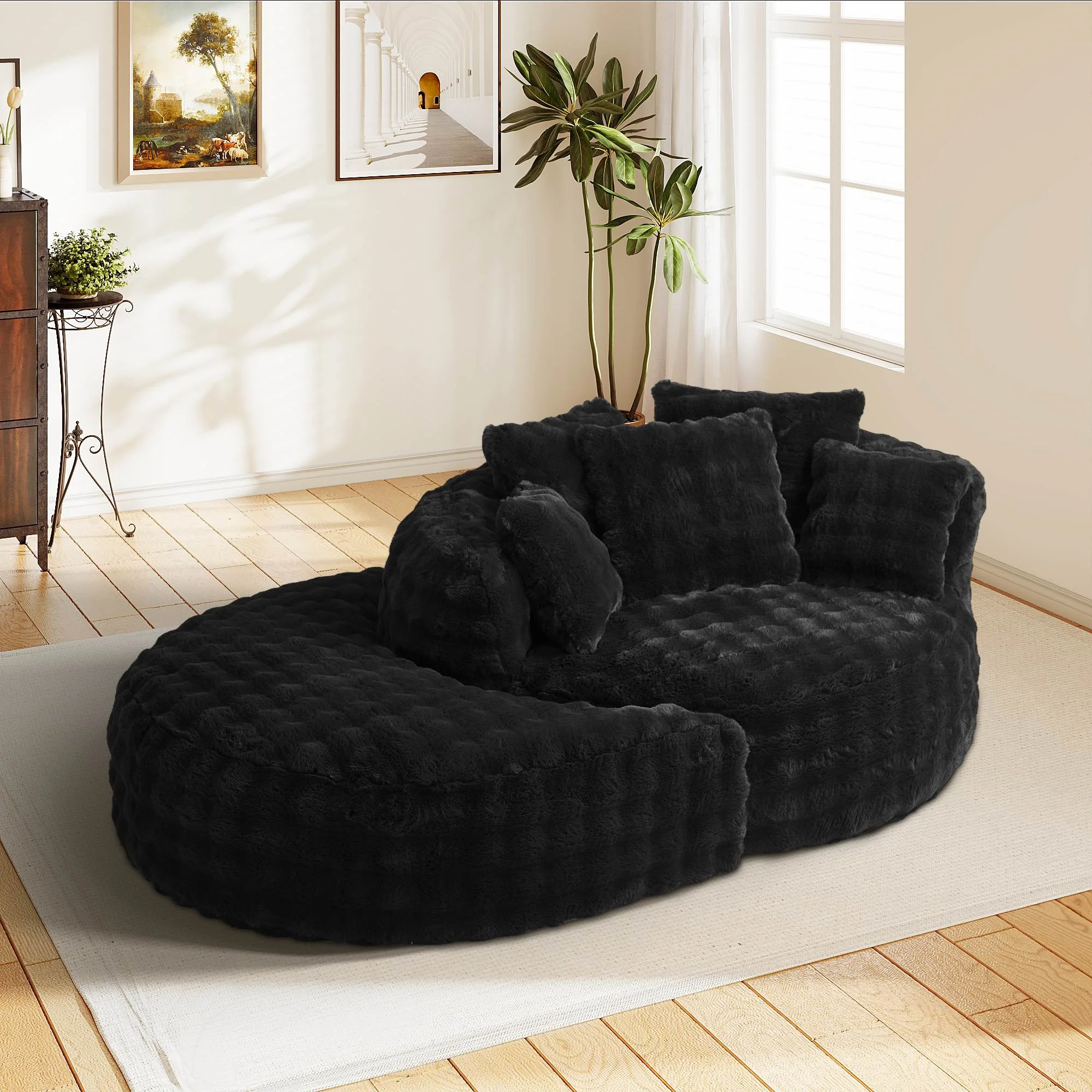 Wiilayok 58'' Oversized Chaise Lounge Chair Indoor,Thickened Backrest Sleeper Sofa Couch with Soft Pillows for Living Room, Gray