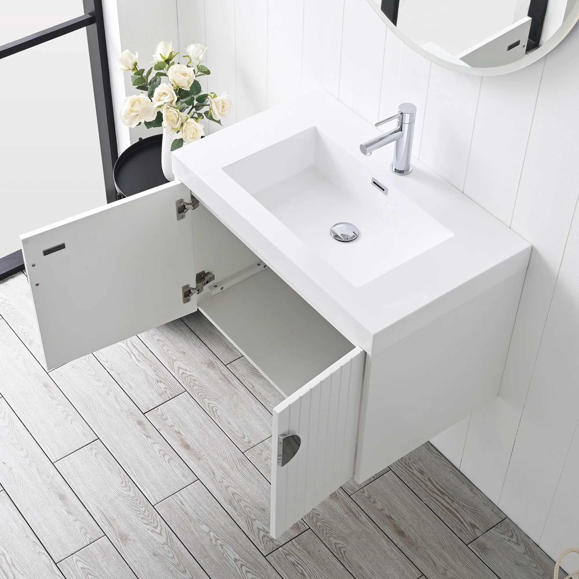 Floating & Wall Mounted Bathroom Vanity Set with Acrylic Sink