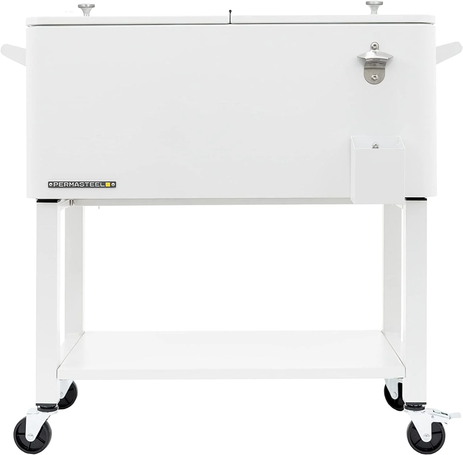 Permasteel 80-Qt Outdoor Steel Patio Cooler with Removable Basin, Rolling Cooler with Wheels, Teal Green