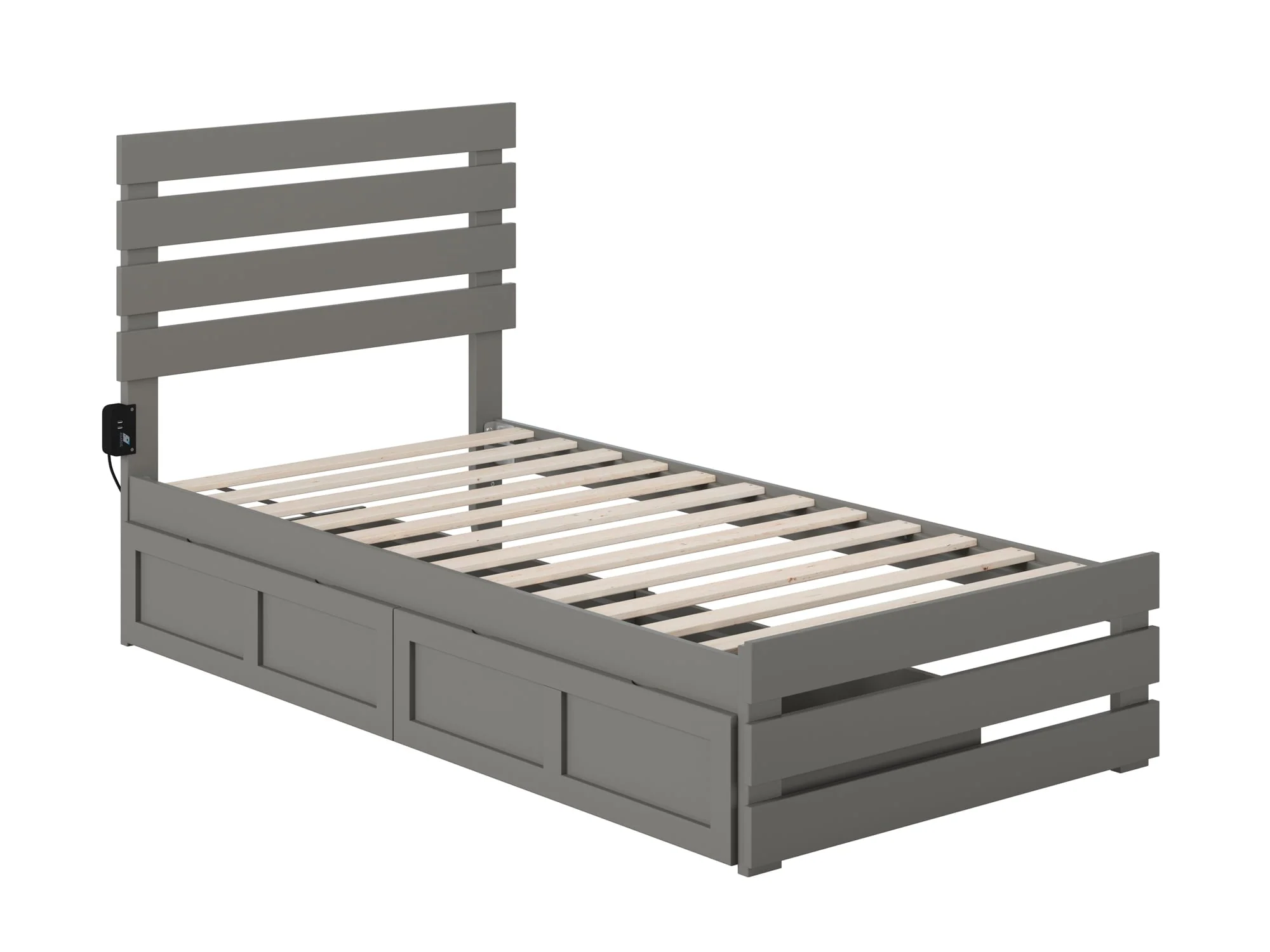 Oxford Twin Bed with Footboard and USB Turbo Charger with 2 Drawers in Grey