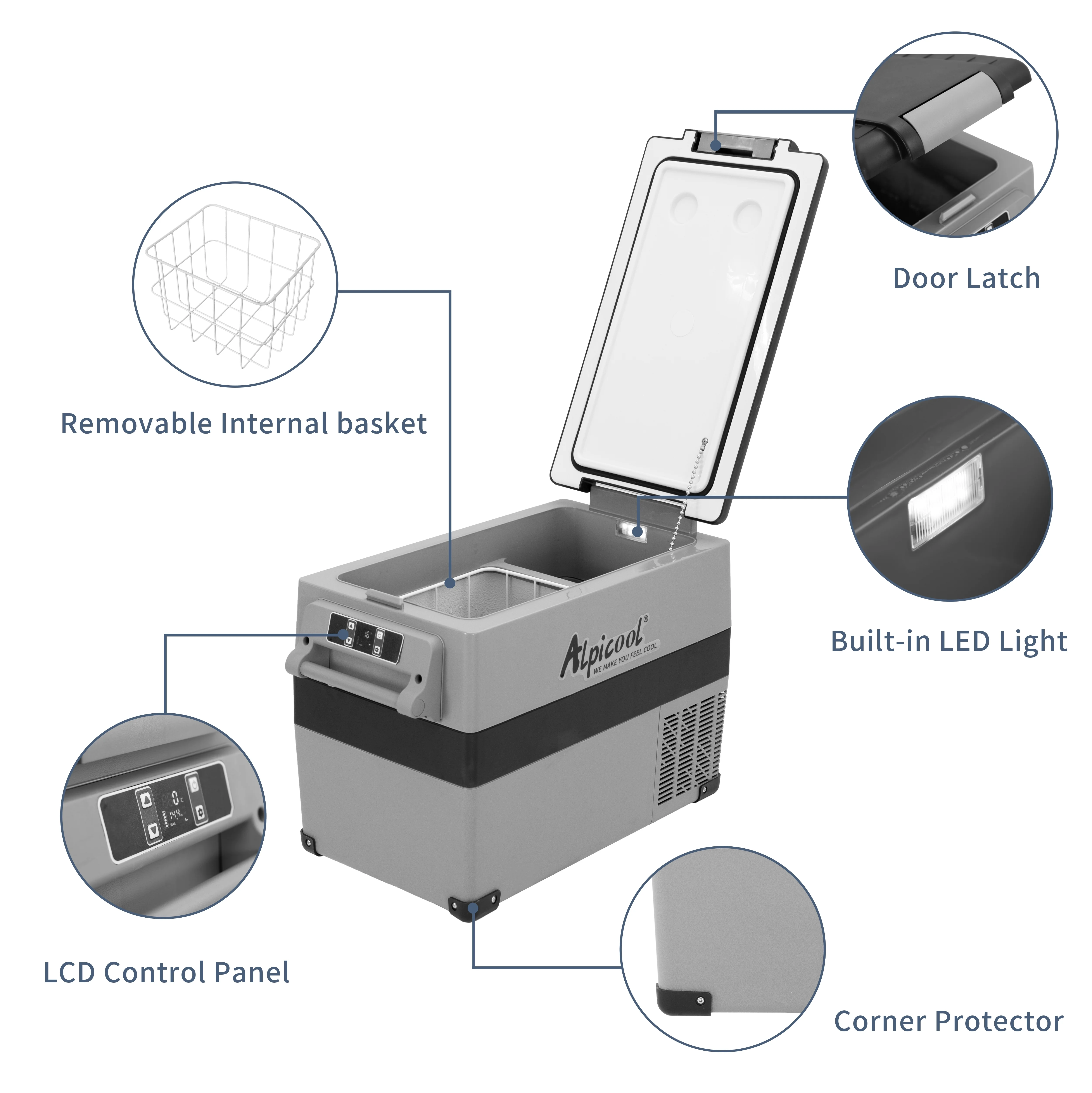 Alpicool CF55 Portable Refrigerator 12 Volt Car Freezer 58 Quart(55 Liter) Vehicle, Car, Truck, RV, Boat, Mini fridge freezer for Driving, Travel, Fishing, Outdoor -4��F to 68��F