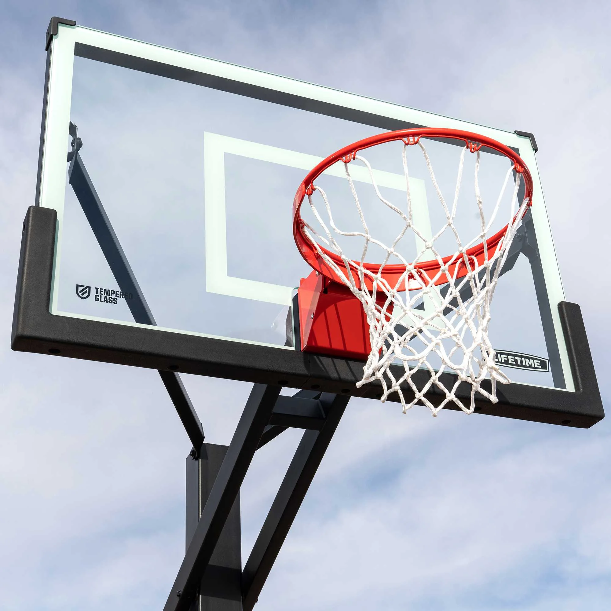 Lifetime 54-Inch Tempered Glass Bolt Down Basketball Hoop with Mammoth Lift Adjustment & Spring Flex Rim - Model 90965-Outdoor Play