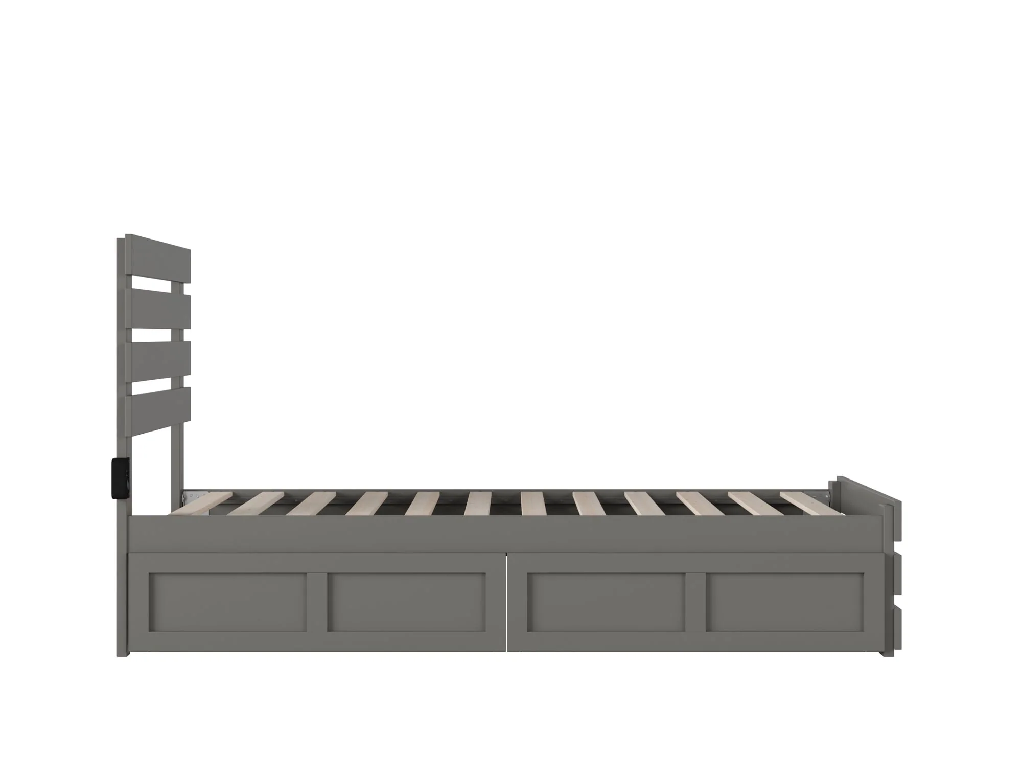 Oxford Twin Bed with Footboard and USB Turbo Charger with 2 Drawers in Grey